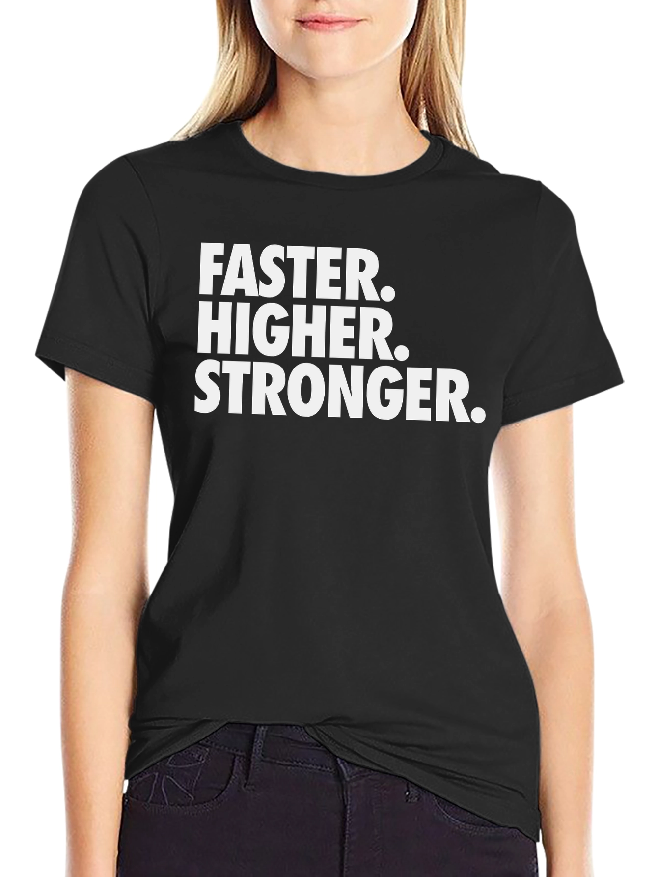 Faster Higher Stronger Graphic Tee - Black Cotton Blend