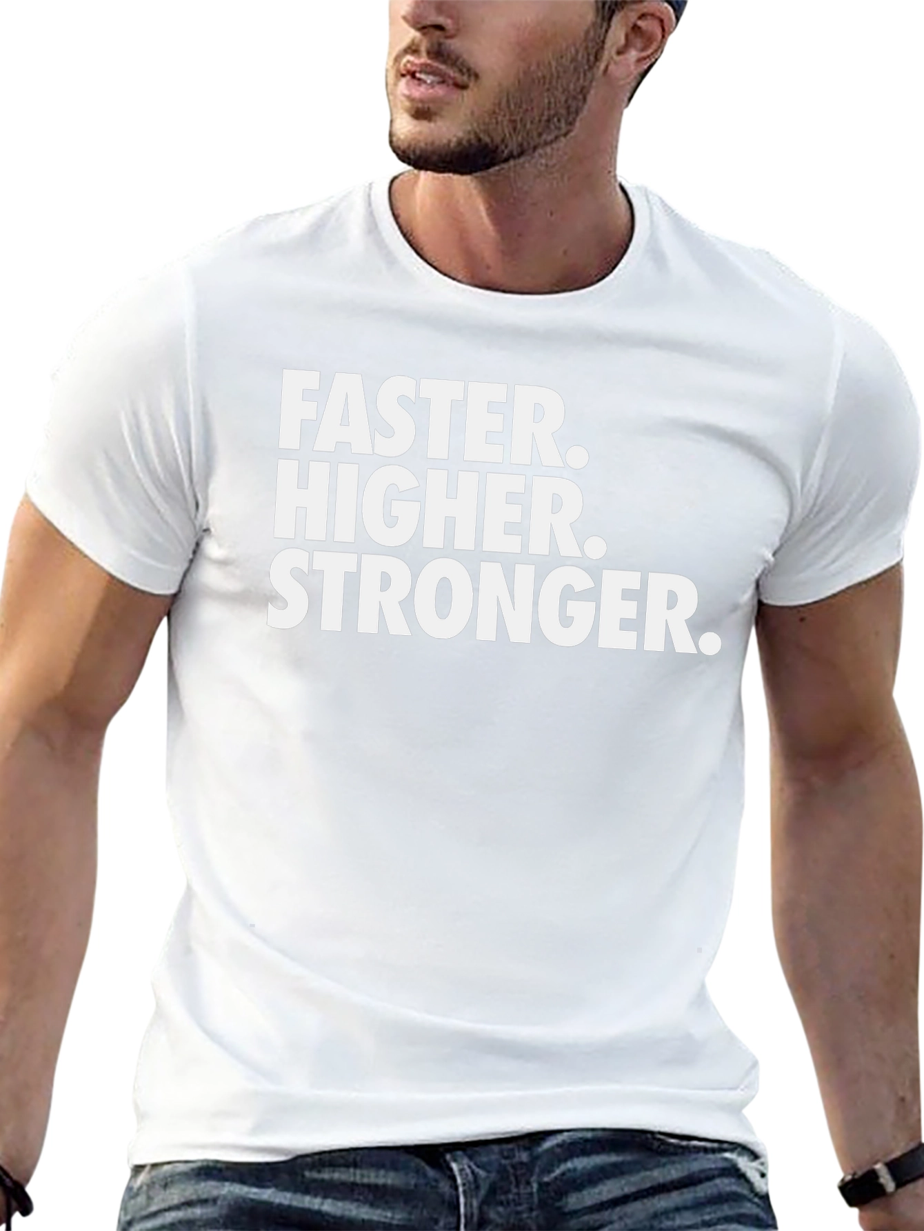 Faster Higher Stronger Graphic Tee - Black Cotton Blend