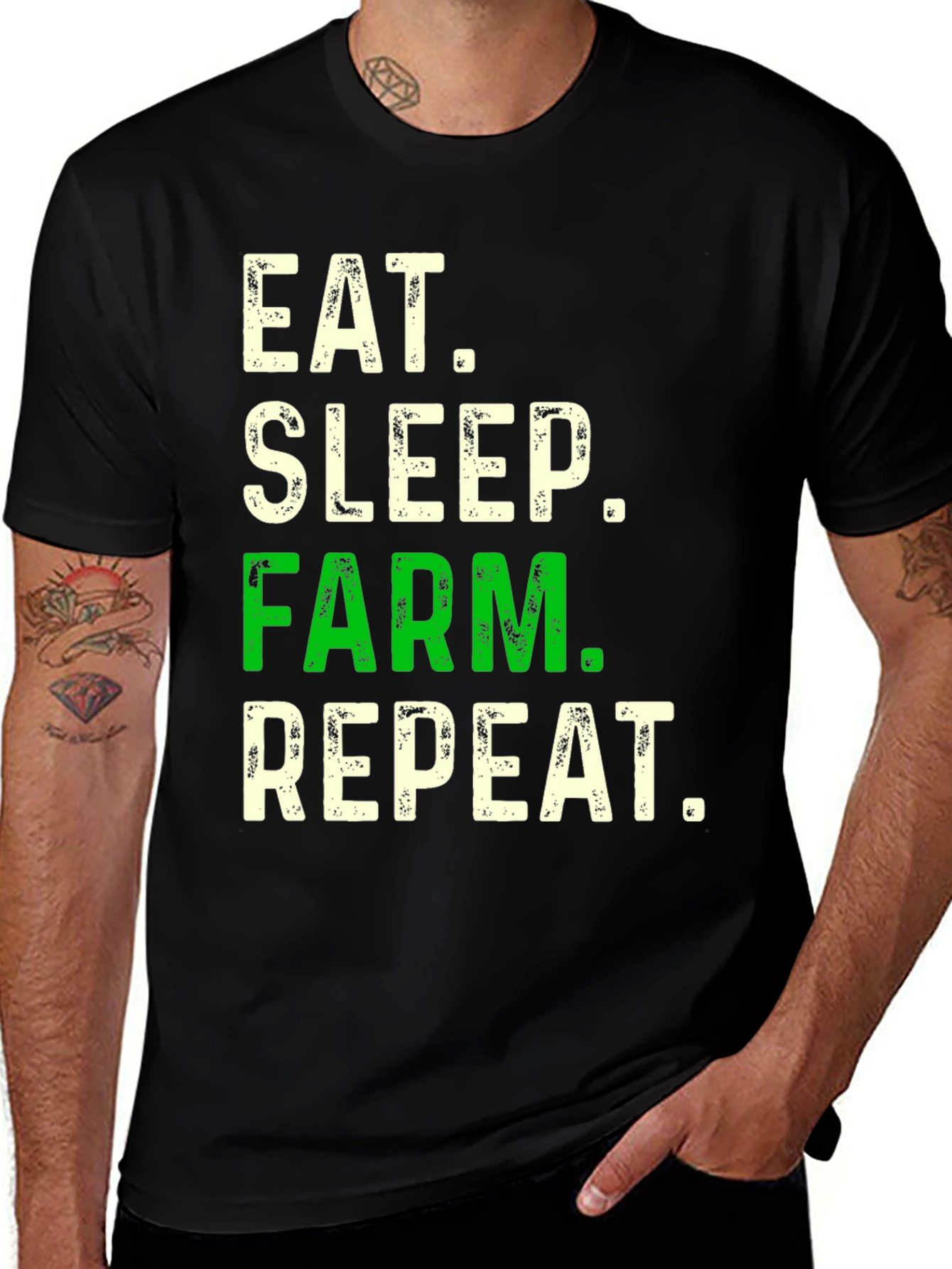 Eat Sleep Farm Repeat Graphic Tee