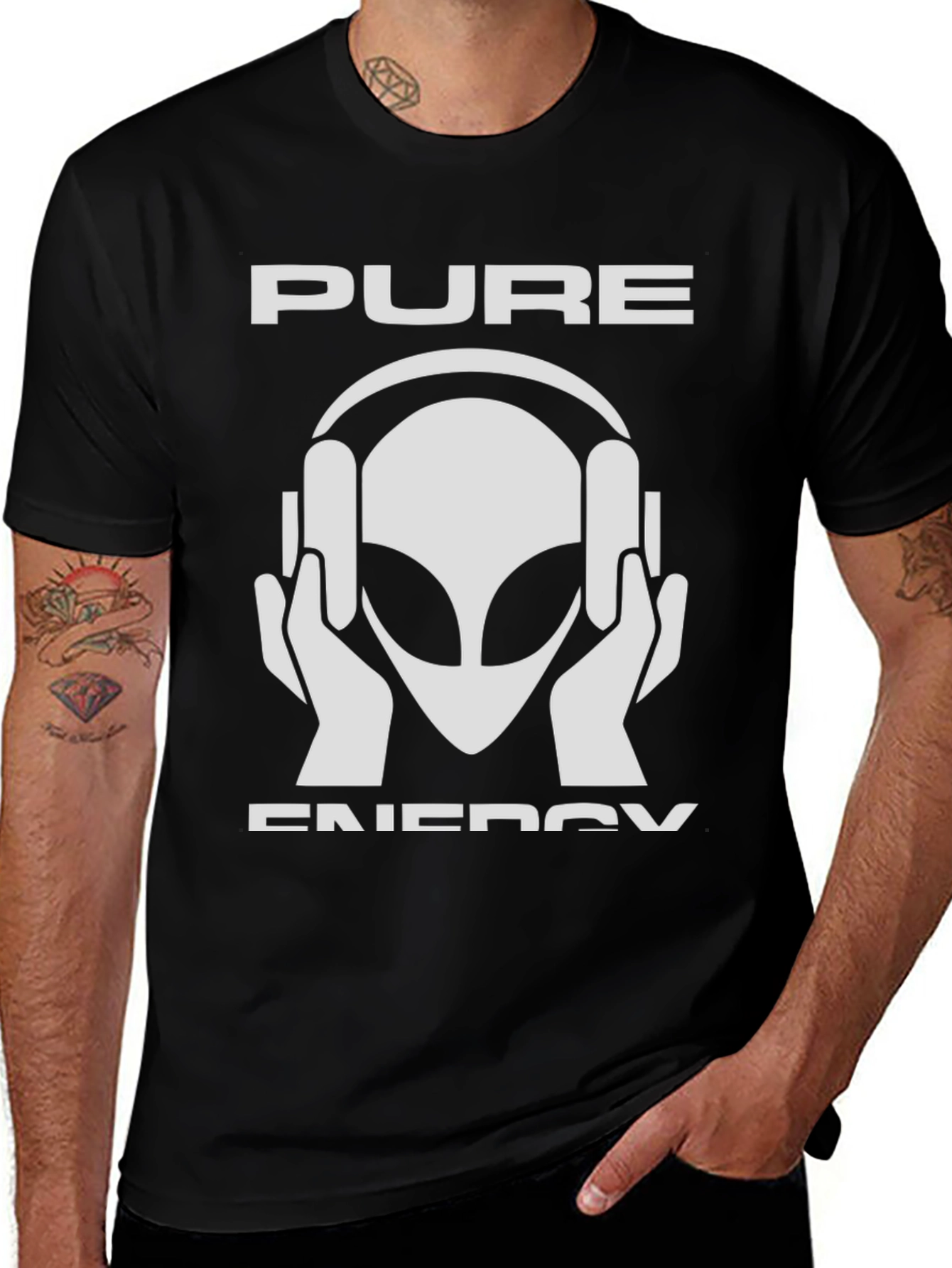 Pure Energy Alien DJ Graphic T-Shirt - Black