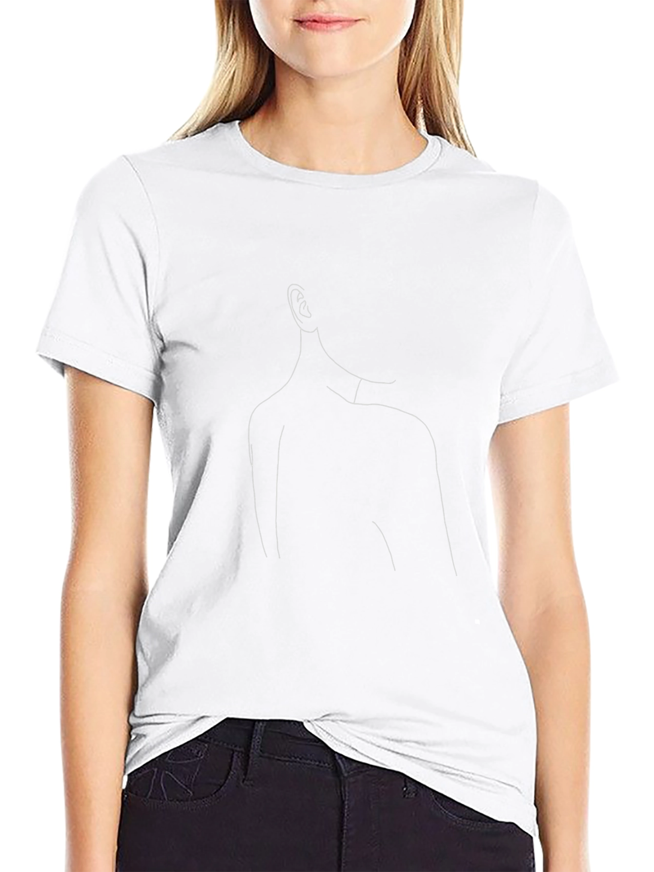 Minimalist Line Art Black T-Shirt