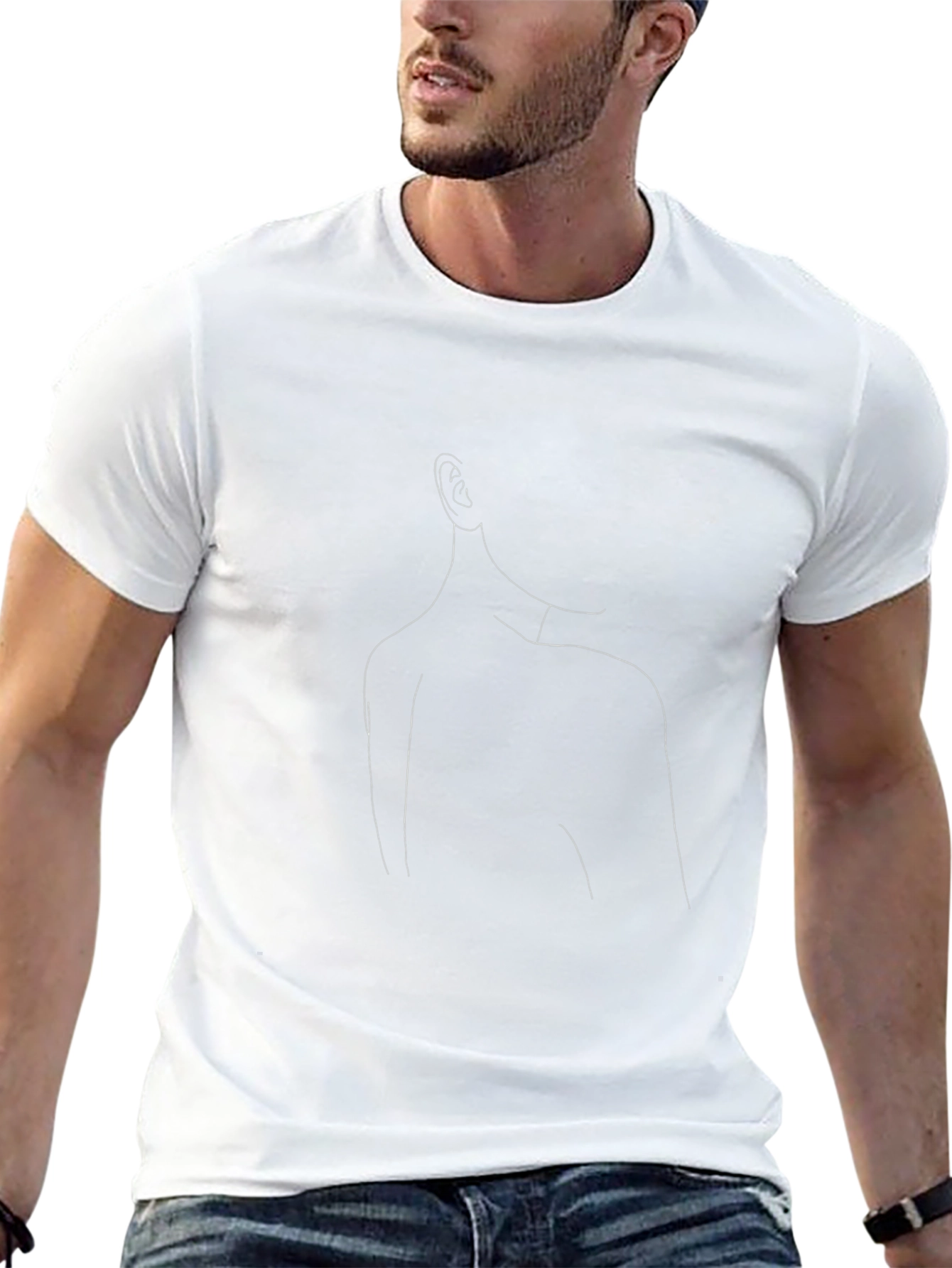 Minimalist Line Art Black T-Shirt