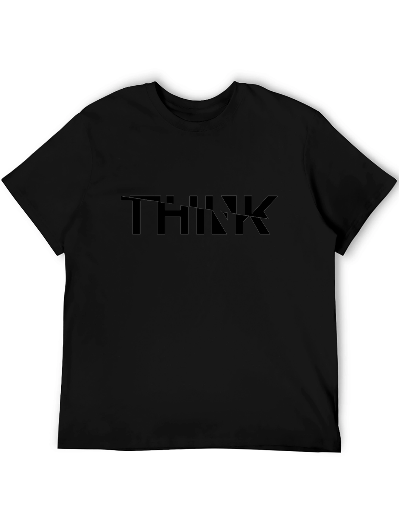 Black THINK Graphic T-Shirt Casual Wear