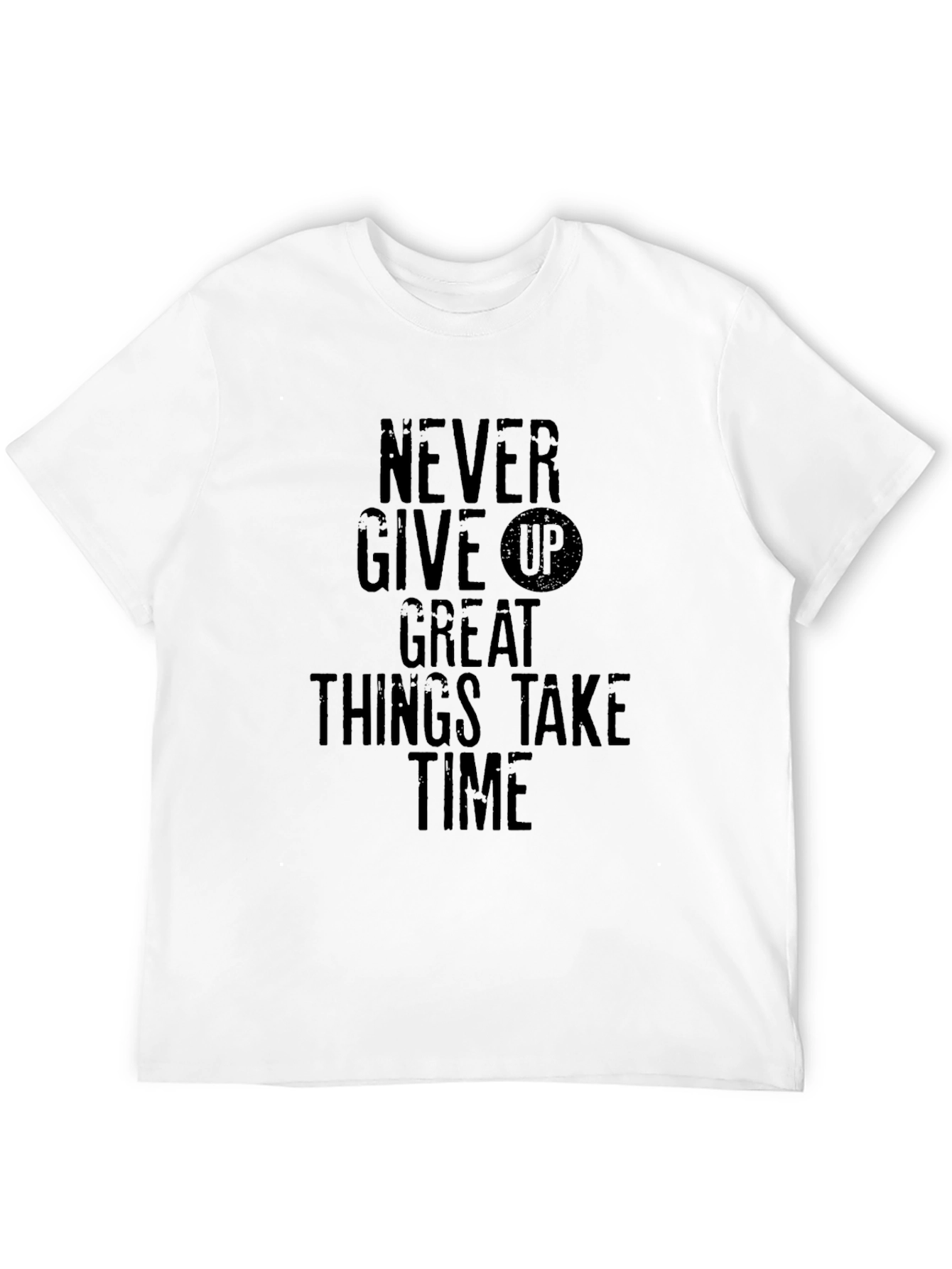 Motivational Never Give Up Black T-Shirt
