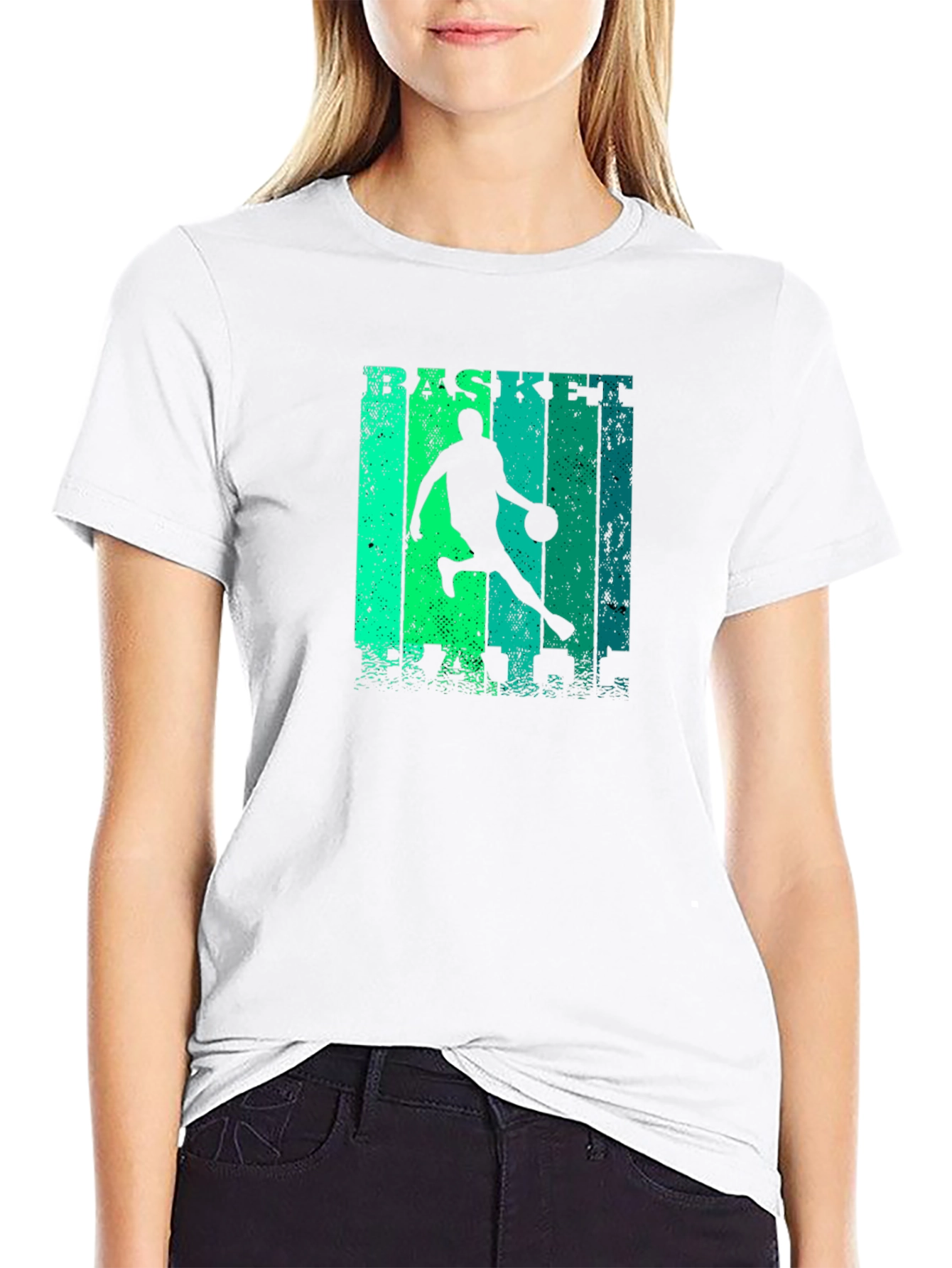 Basketball Player Graphic Print Black T-Shirt