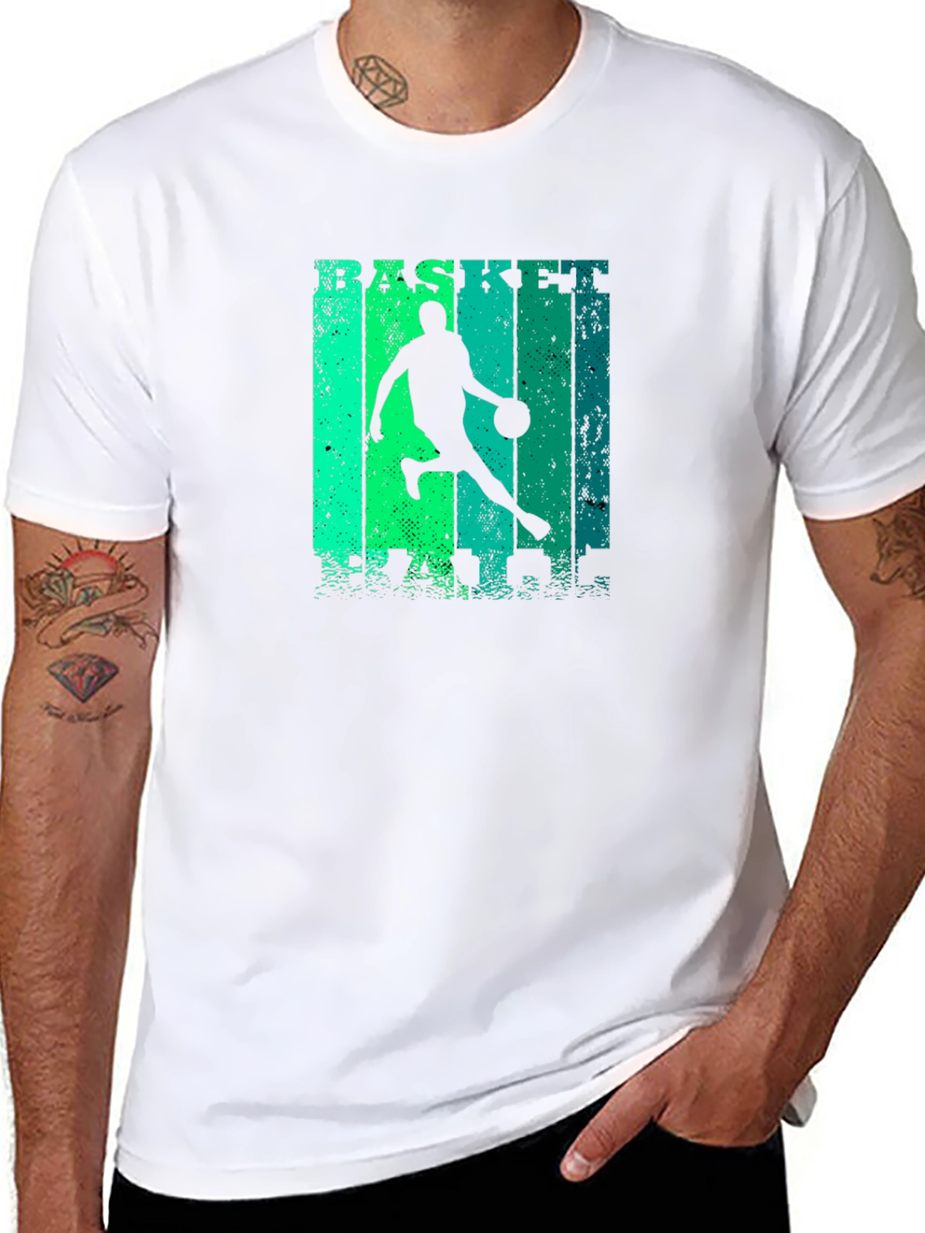 Basketball Player Graphic Print Black T-Shirt