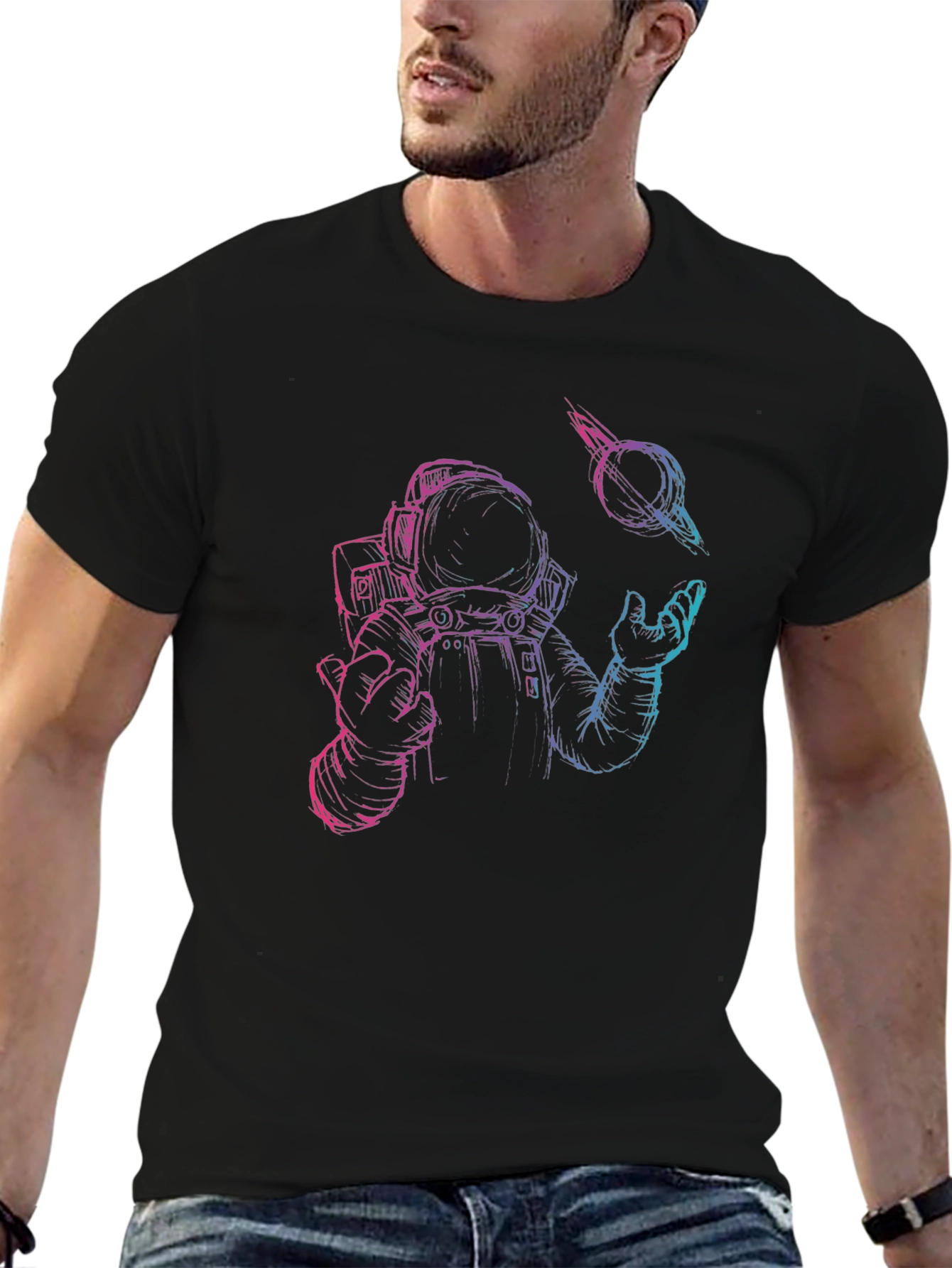 Astronaut & Black Hole Graphic T-Shirt