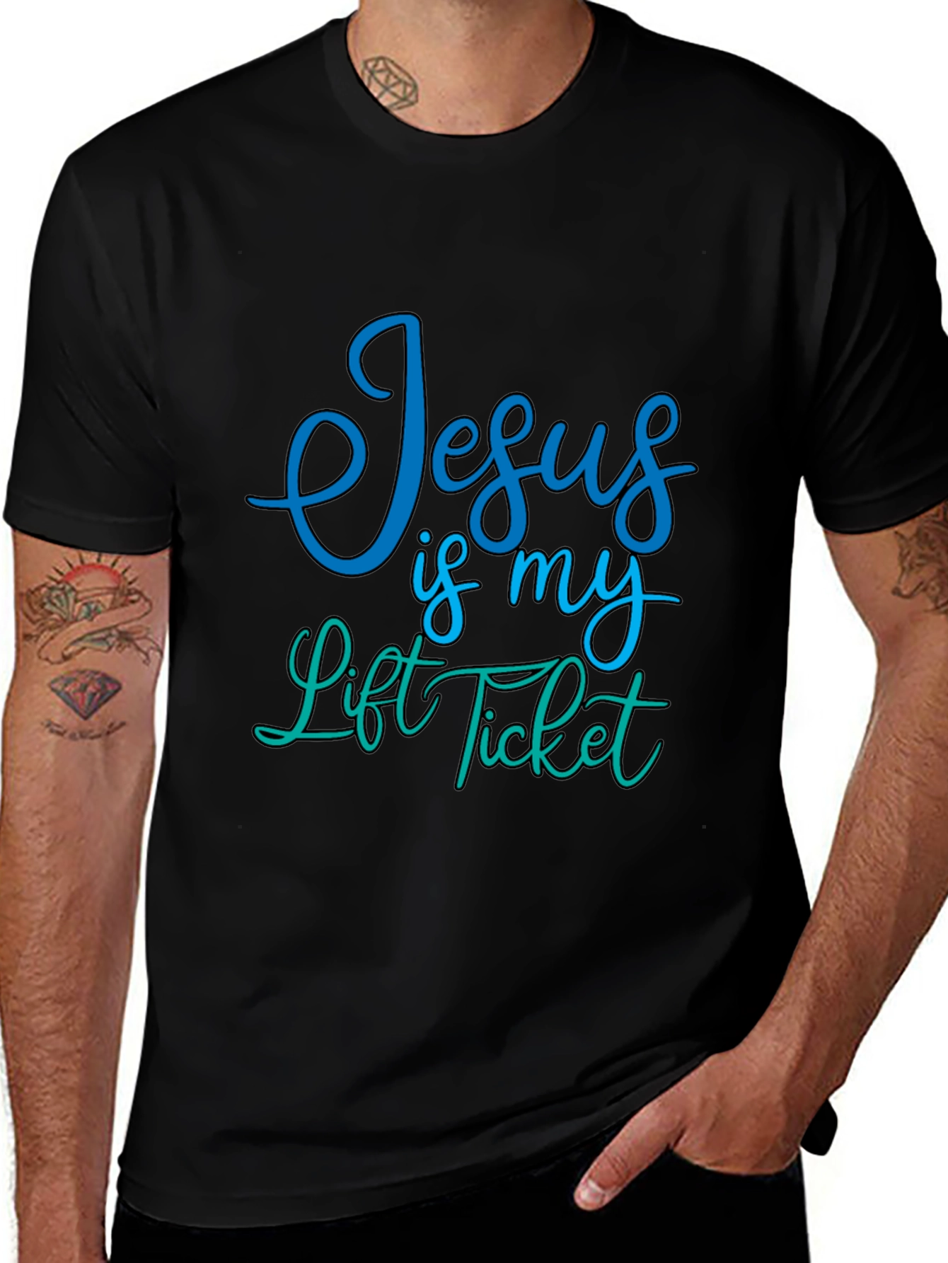 Jesus Is My Lift Ticket Graphic Tee - Black