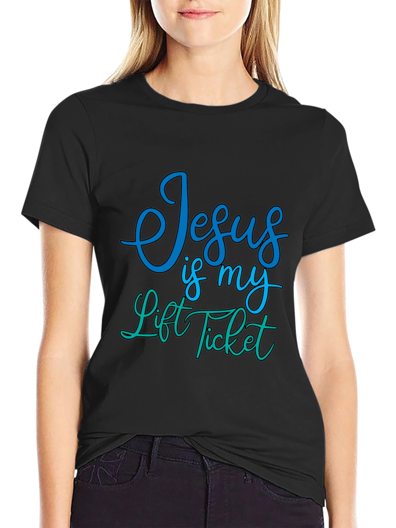 Jesus Is My Lift Ticket Graphic Tee - Black
