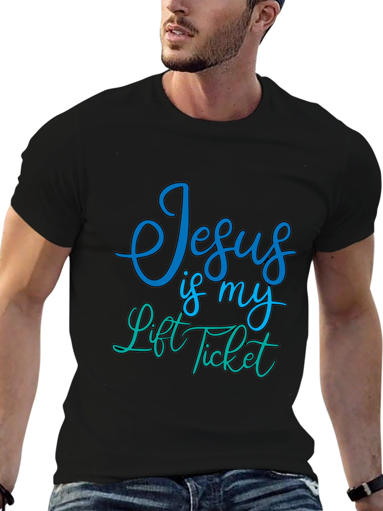 Jesus Is My Lift Ticket Graphic Tee - Black