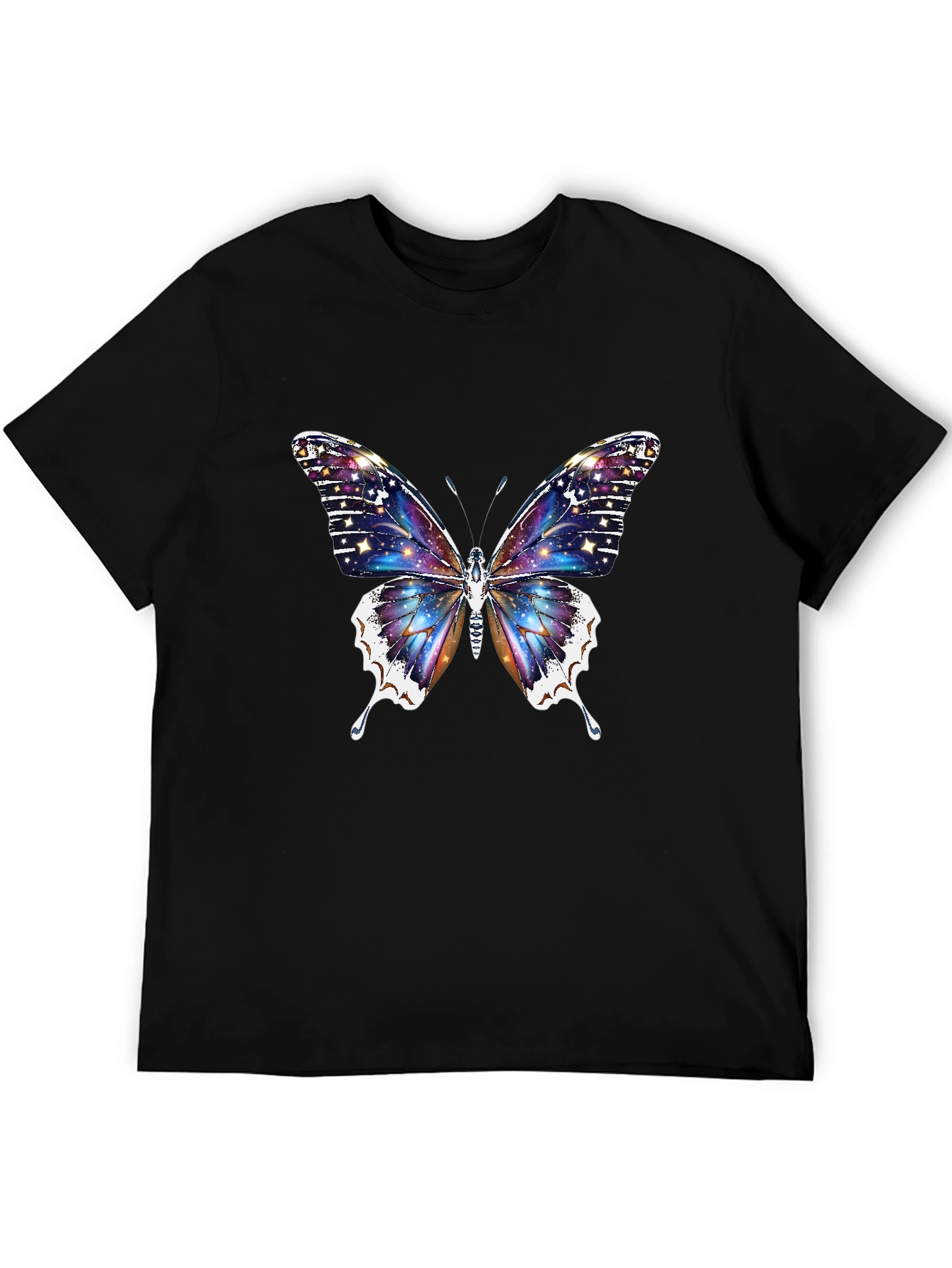 Galaxy Butterfly Graphic Black T-Shirt