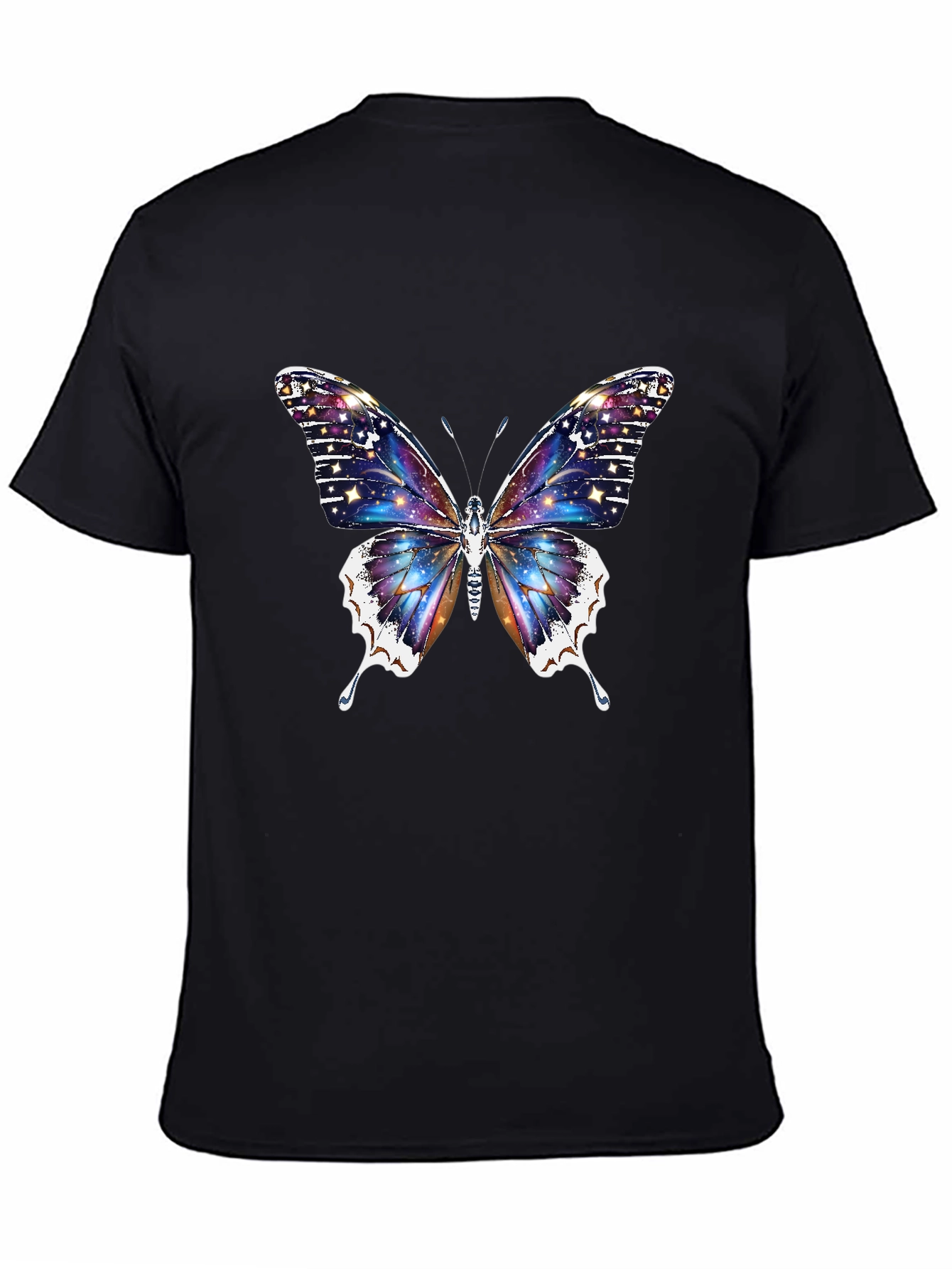 Galaxy Butterfly Graphic Black T-Shirt
