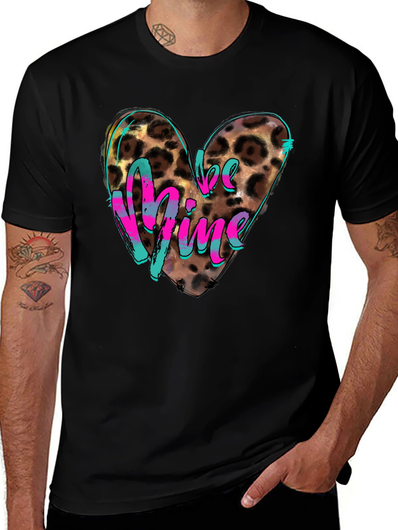 Leopard Heart Be Mine Graphic T-Shirt
