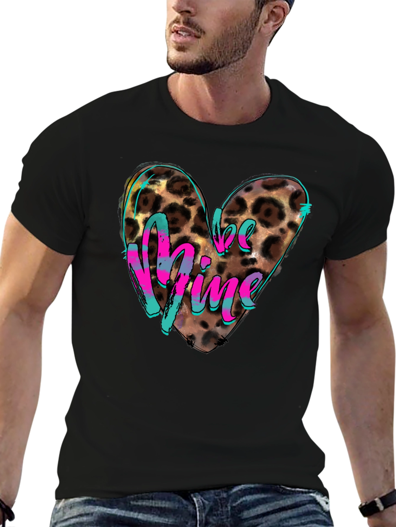 Leopard Heart Be Mine Graphic T-Shirt