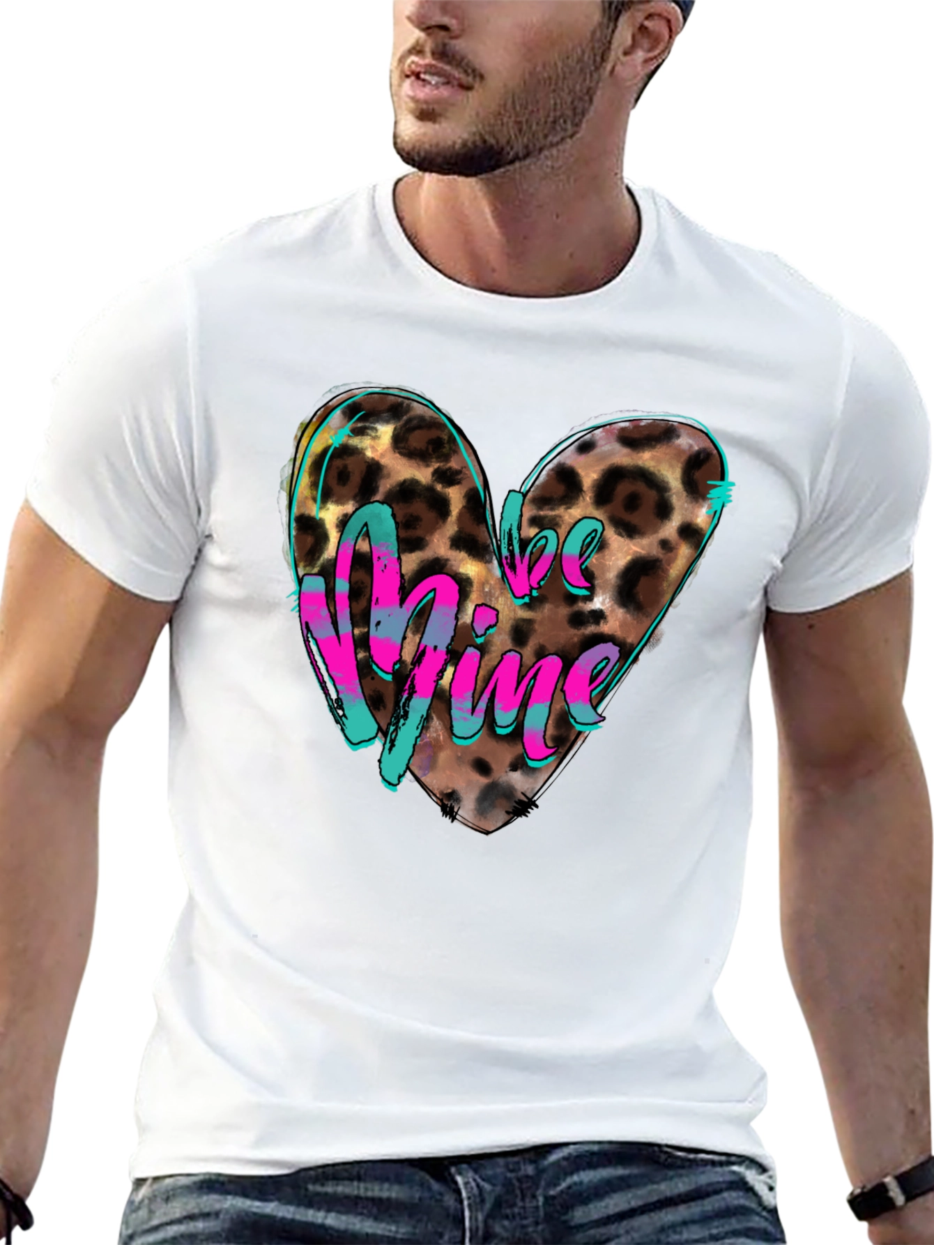 Leopard Heart Be Mine Graphic T-Shirt