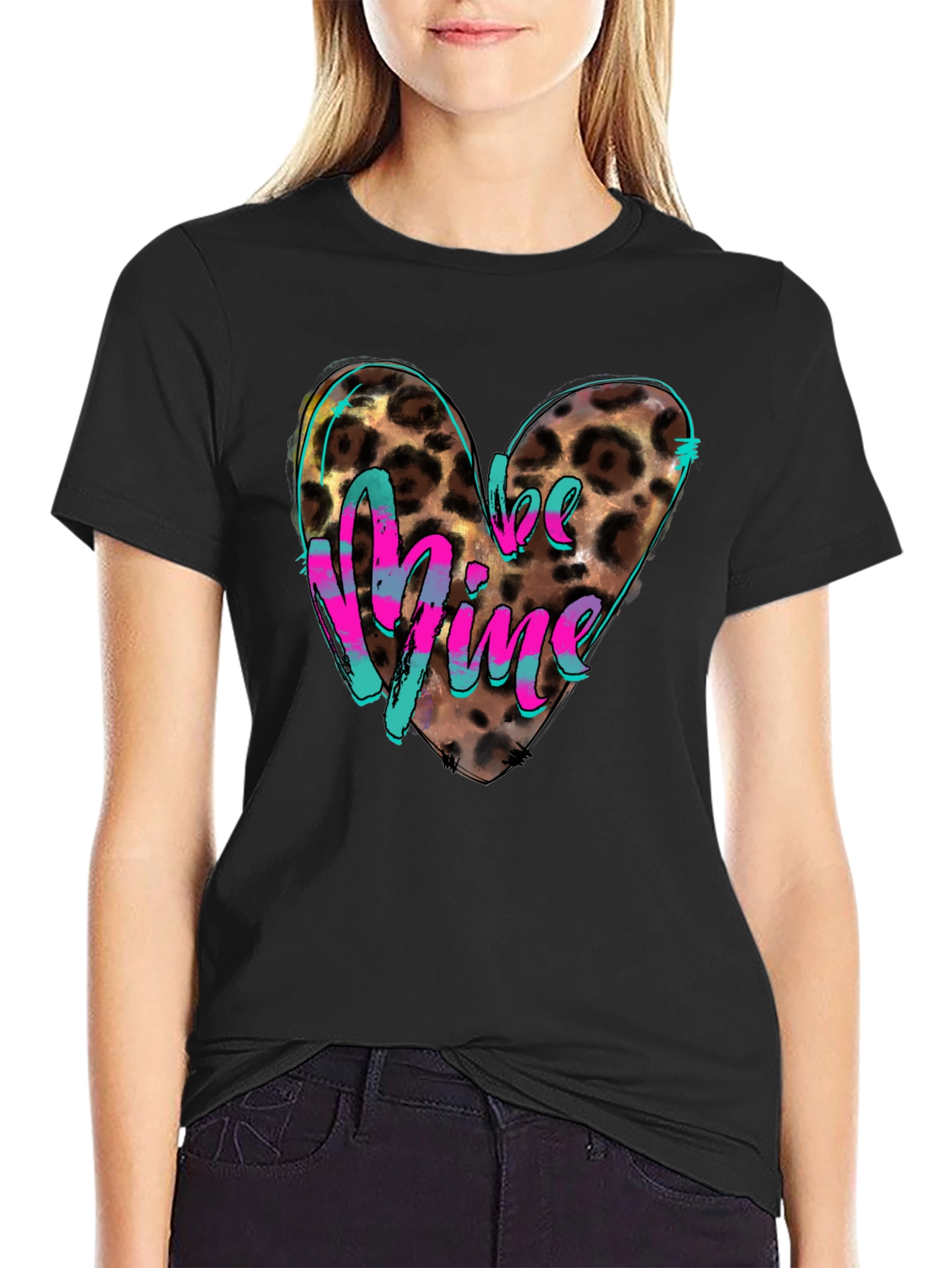 Leopard Heart Be Mine Graphic T-Shirt