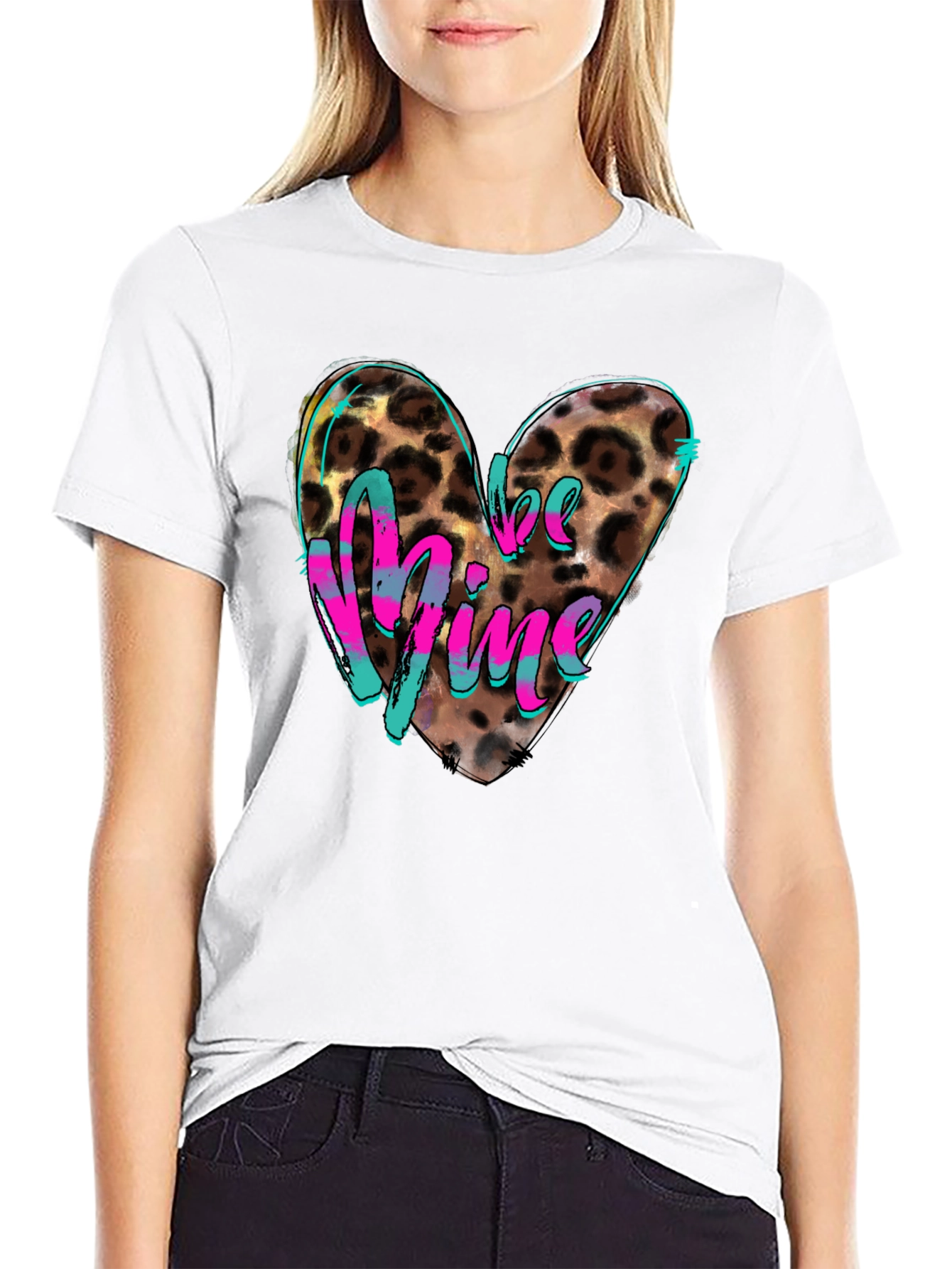 Leopard Heart Be Mine Graphic T-Shirt