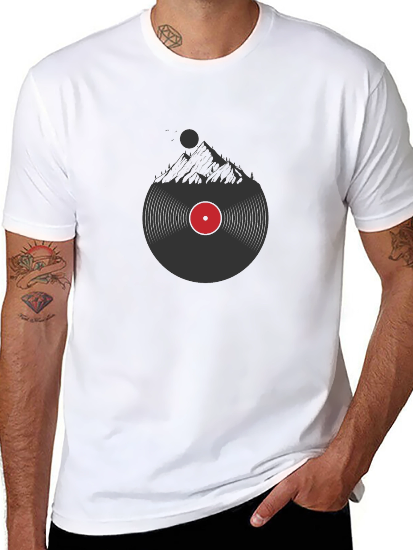 Mountain Vinyl Record Graphic T-Shirt