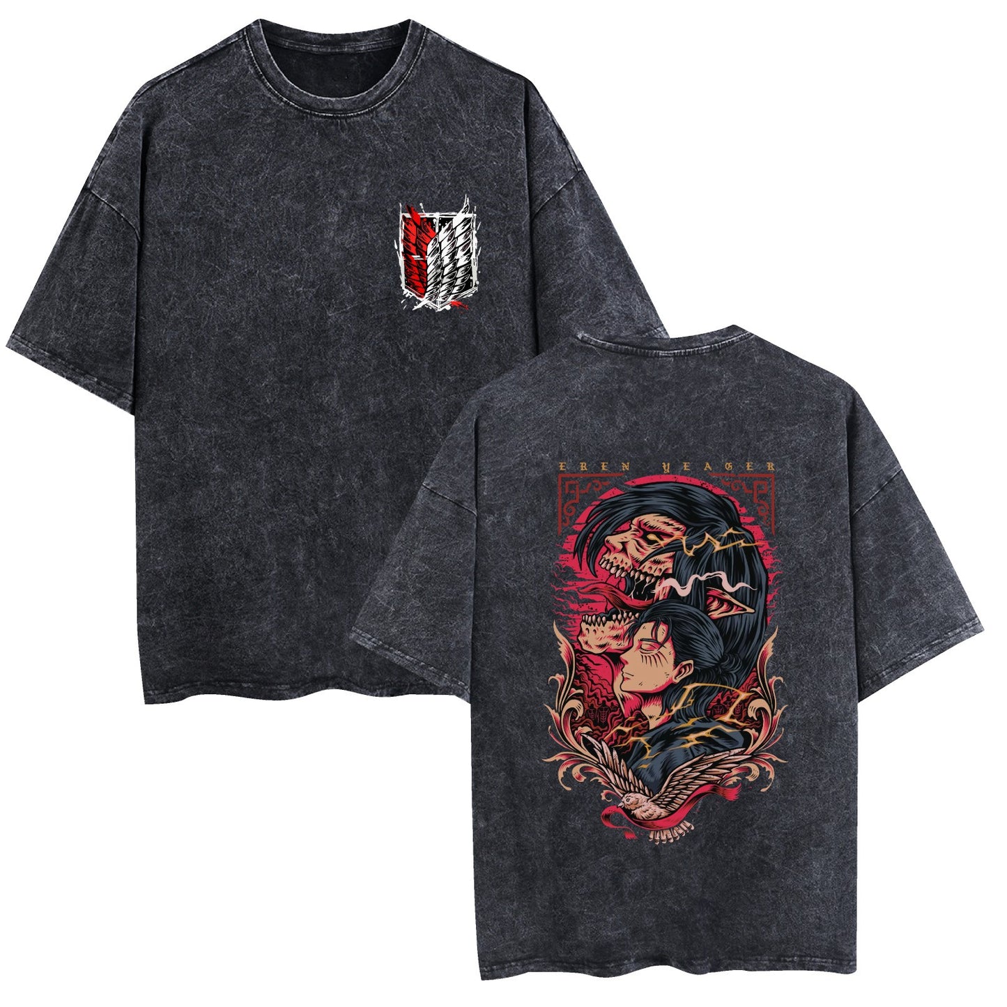 Washed Couple Short Sleeve T-Shirt Anime Attack on Titan