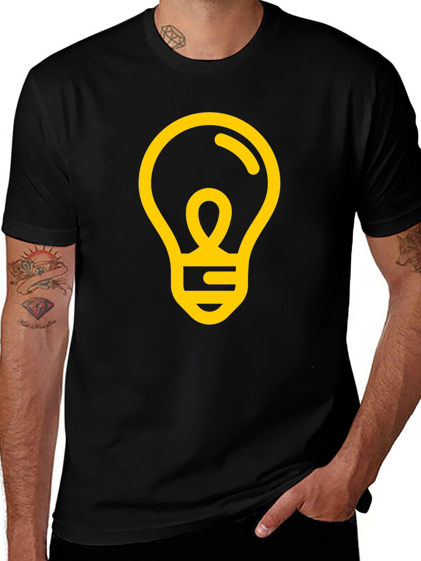 Idea Light Bulb Graphic Tee - Black