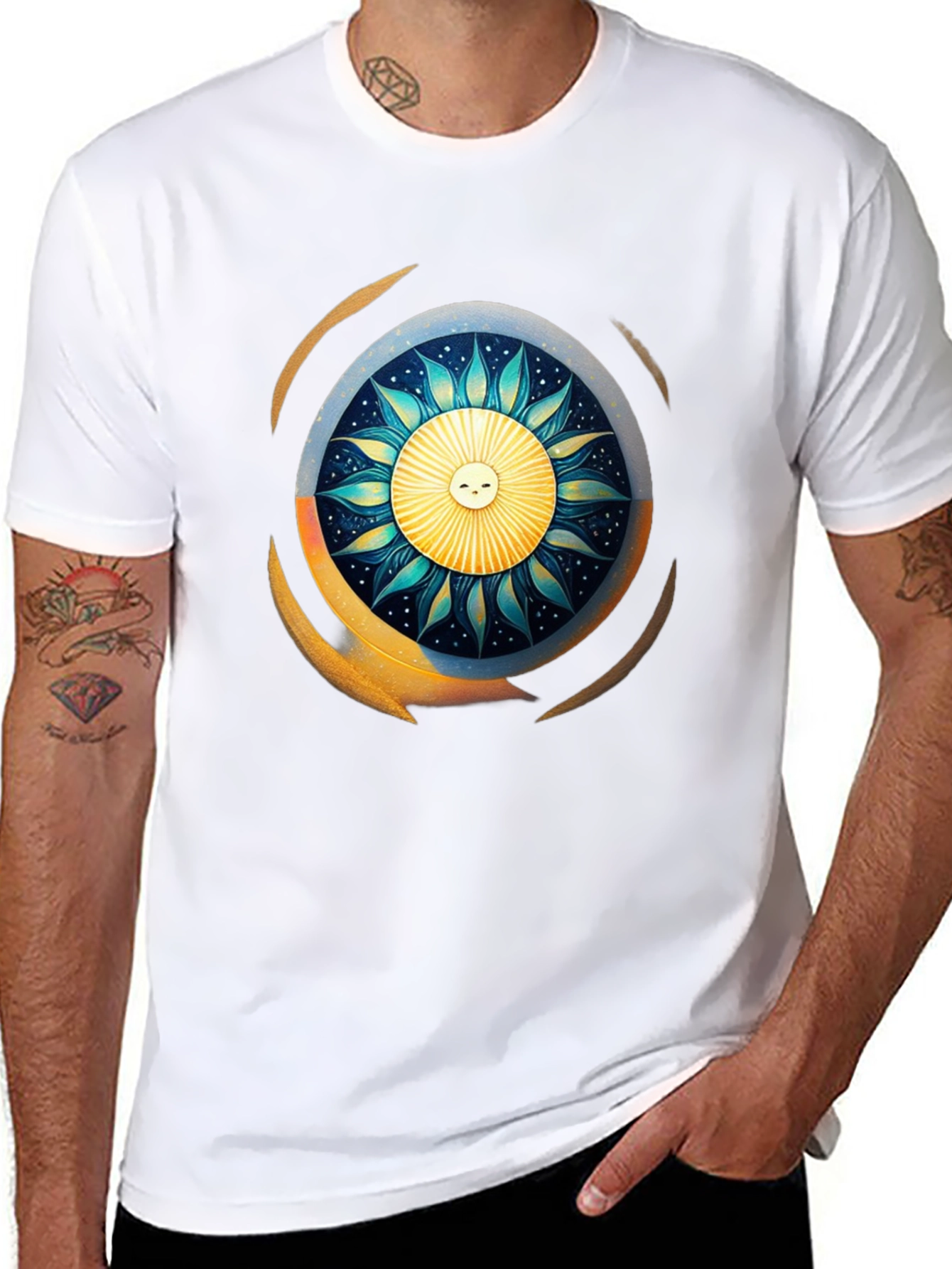 Sun & Moon Graphic T-Shirt - Celestial Design