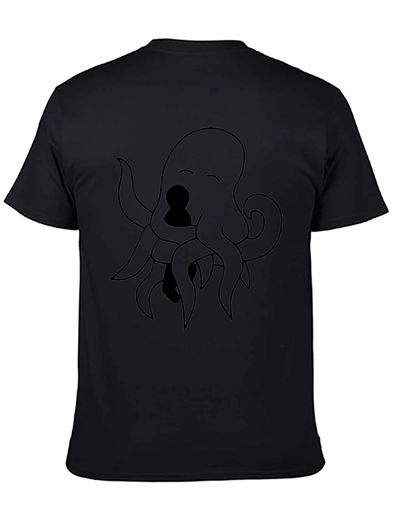 Octopus Graphic Tee - Black Cotton Blend Casual Style