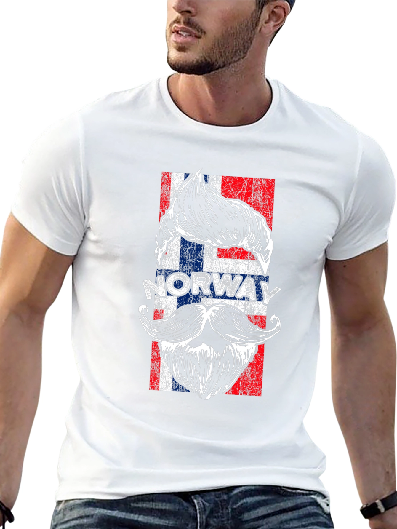 Norway Flag Beard Graphic T-Shirt