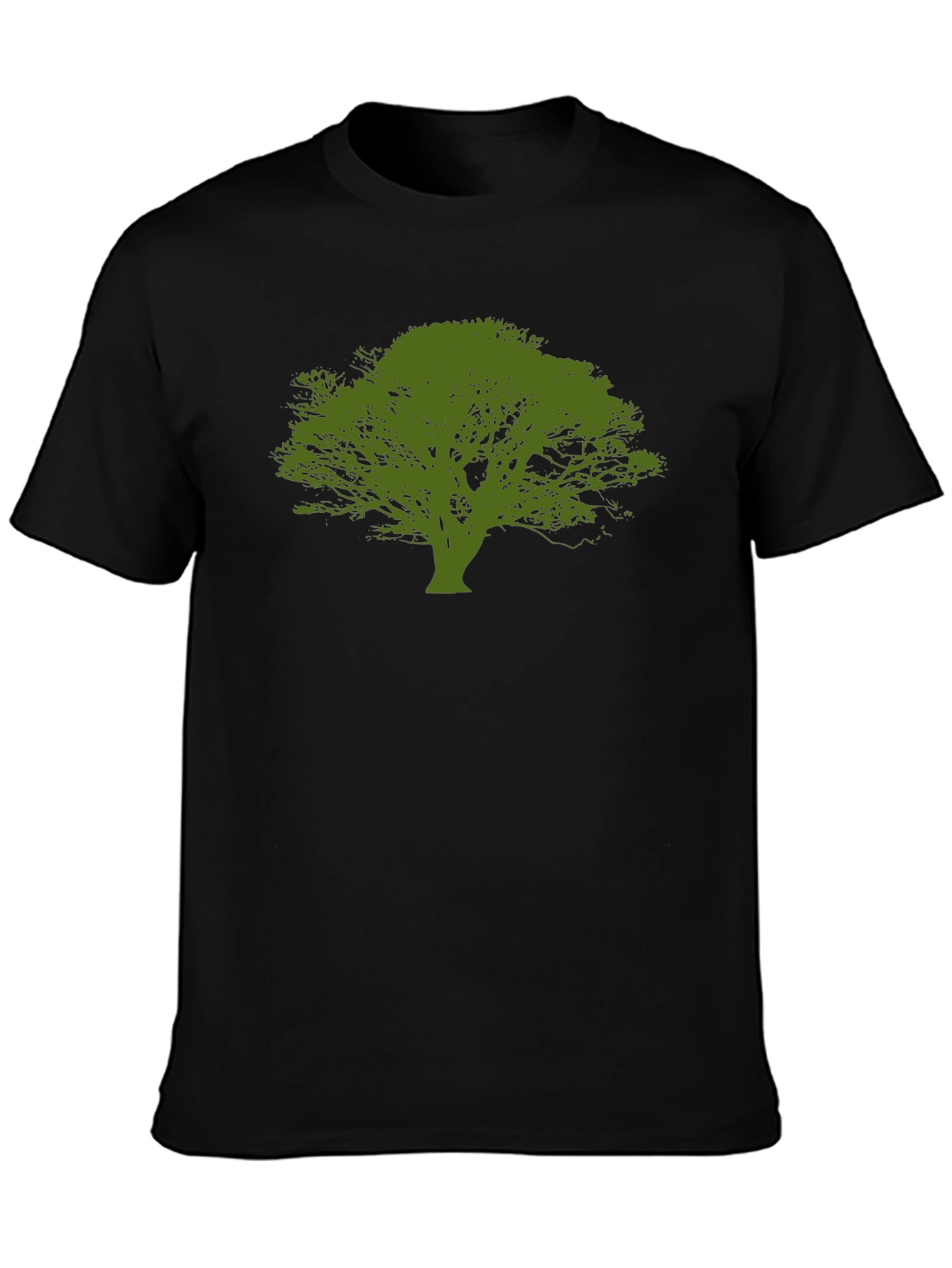 Green Tree Graphic Black T-Shirt