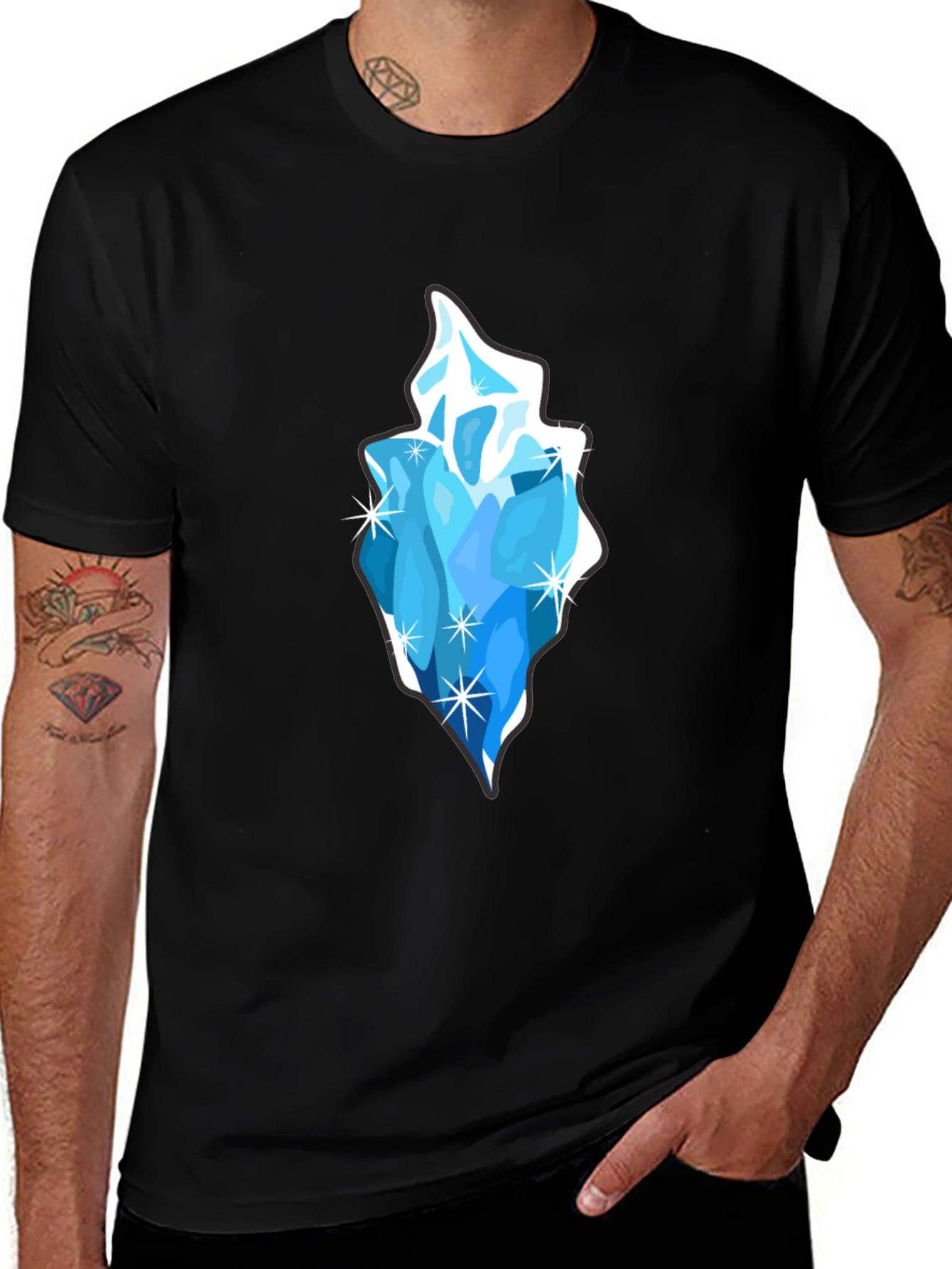 Ice Crystal Graphic Black T-Shirt