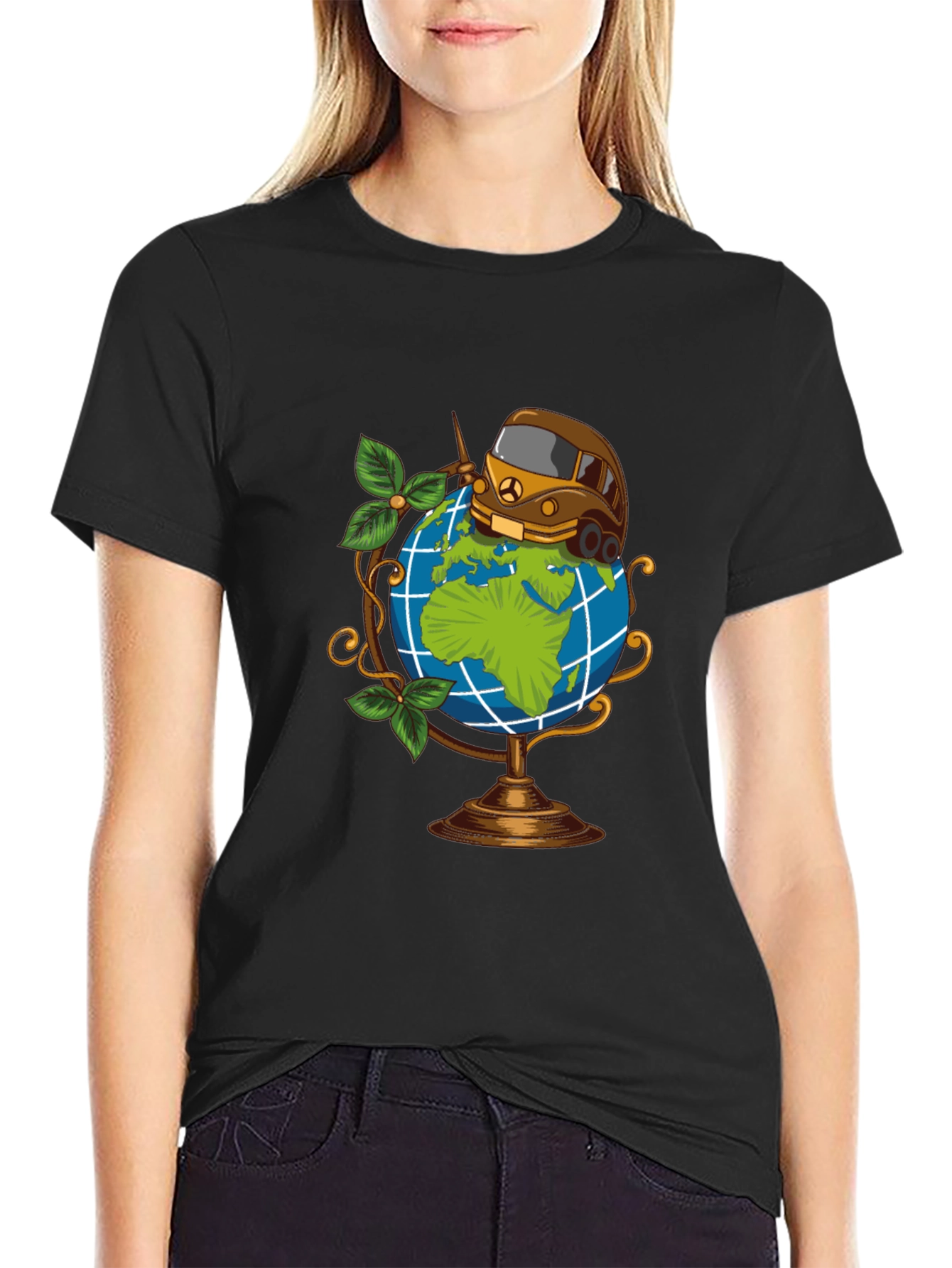 Globetrotter Tee: Travel Van on World Graphic