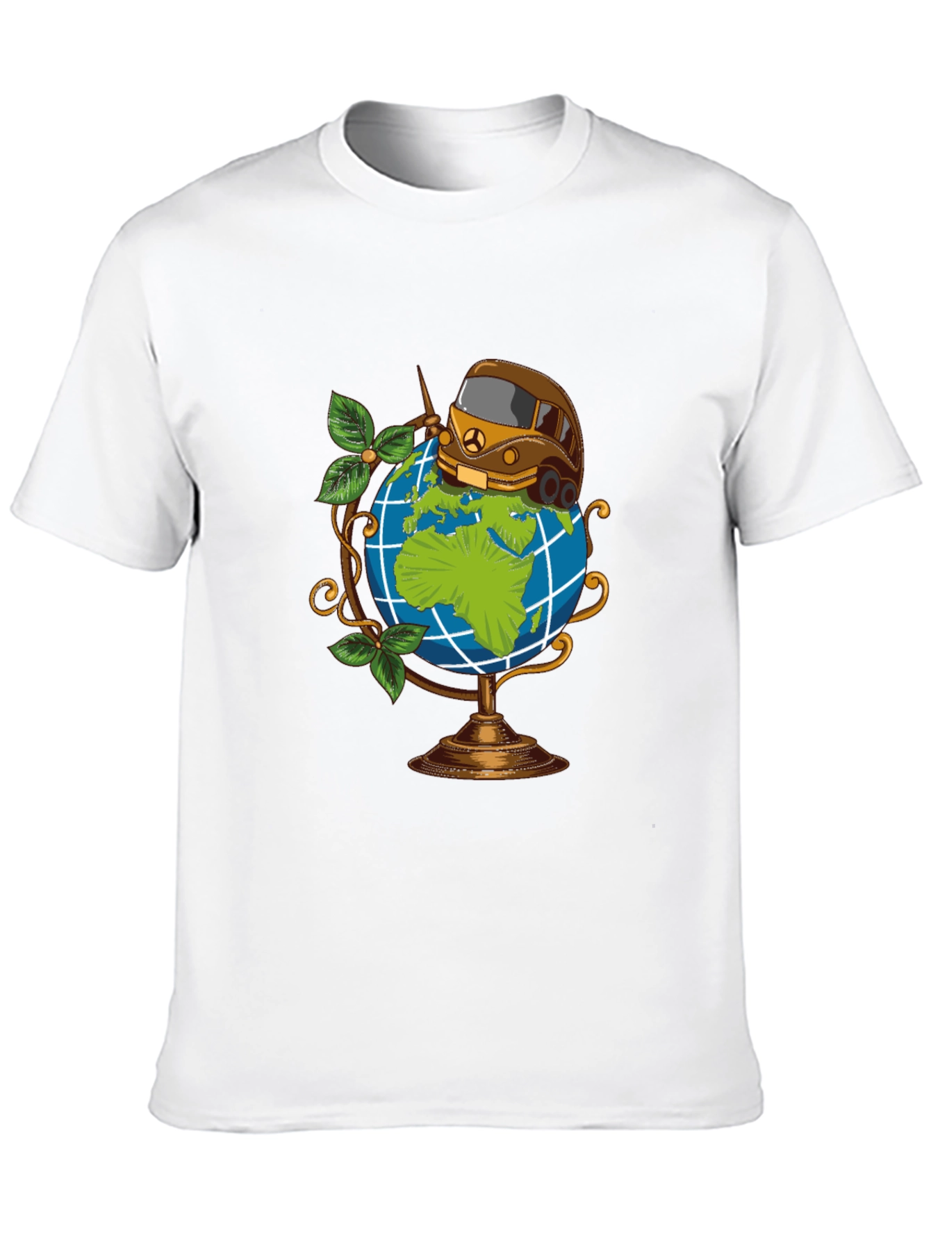 Globetrotter Tee: Travel Van on World Graphic