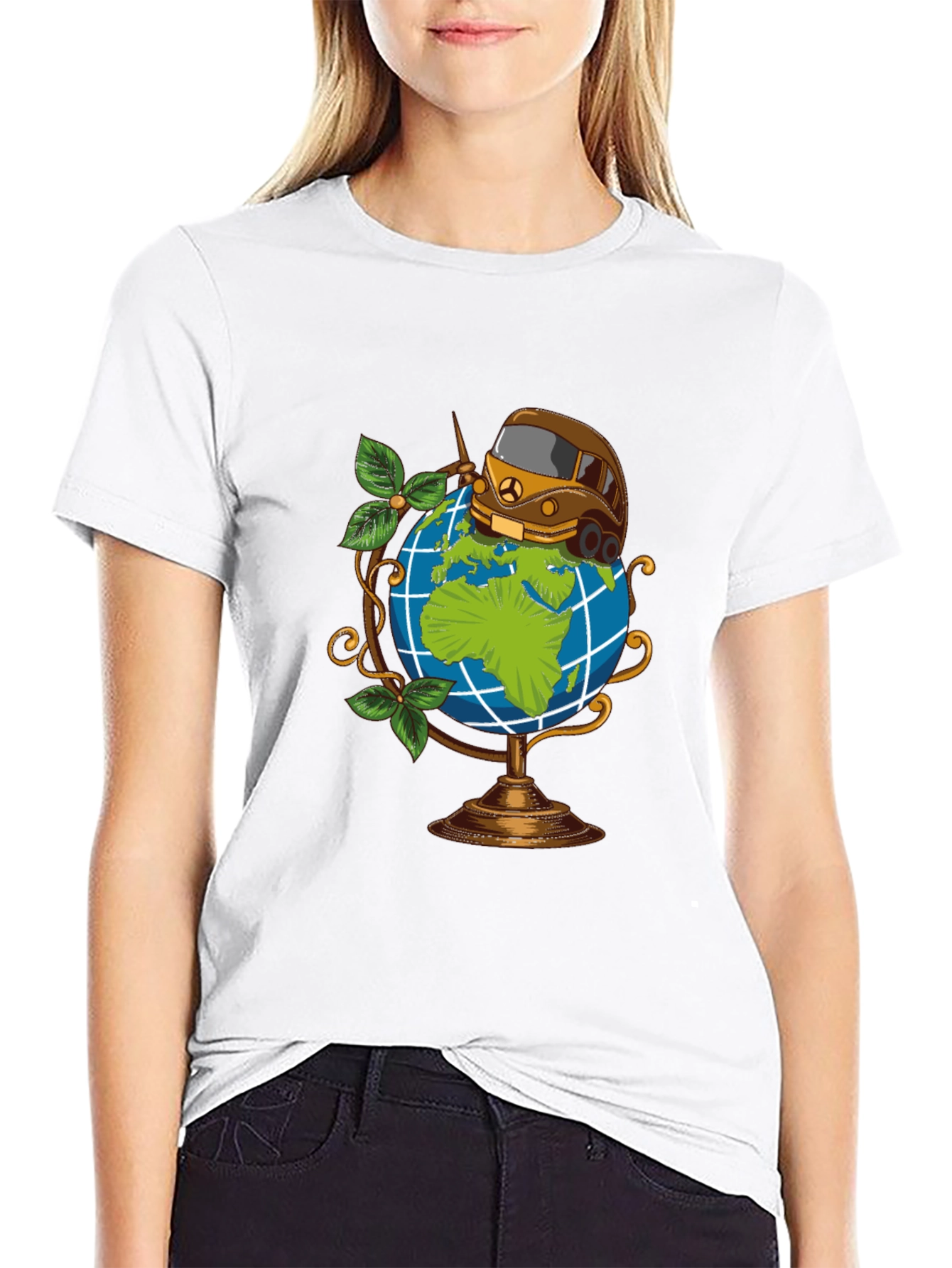 Globetrotter Tee: Travel Van on World Graphic