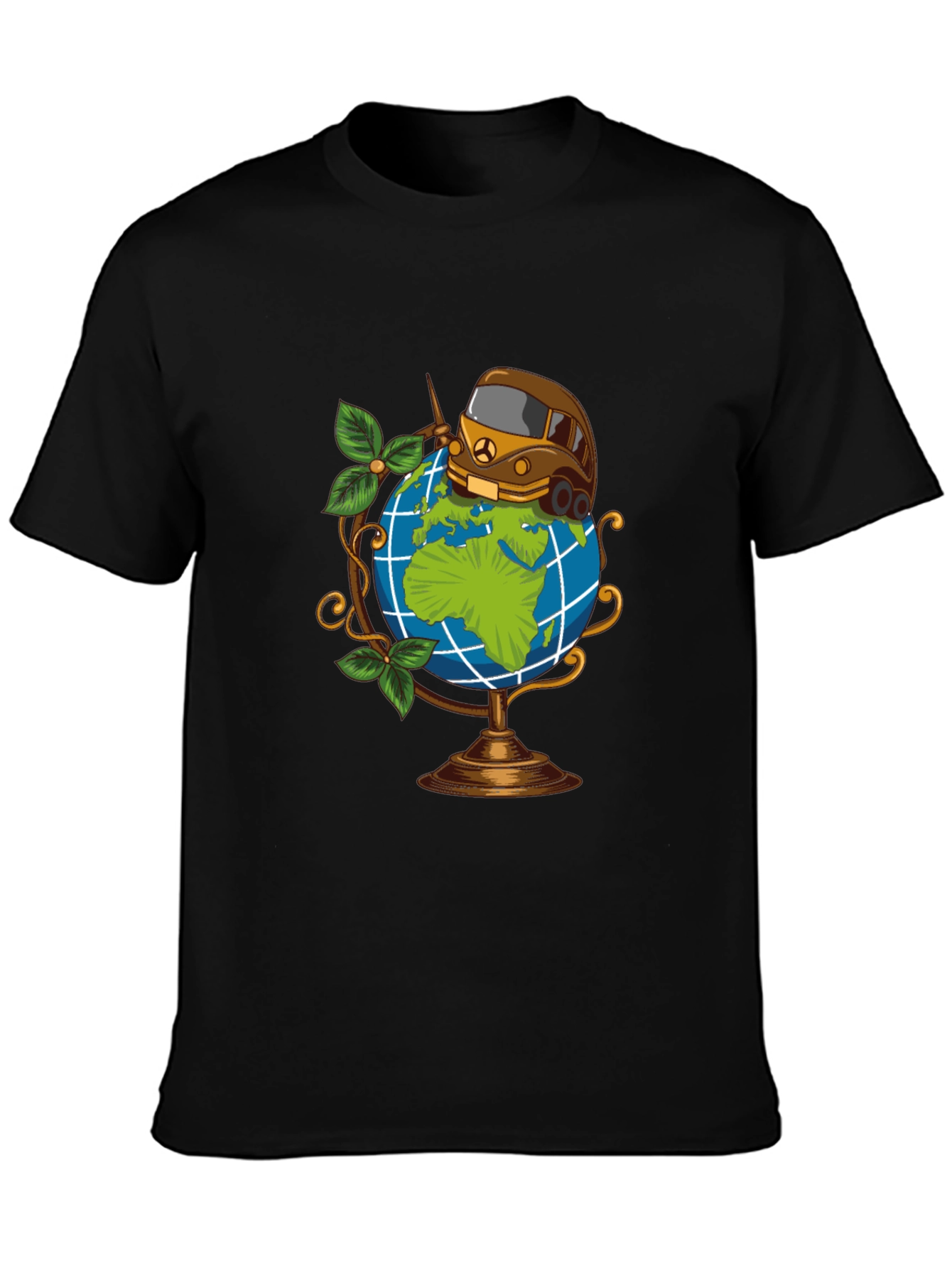 Globetrotter Tee: Travel Van on World Graphic