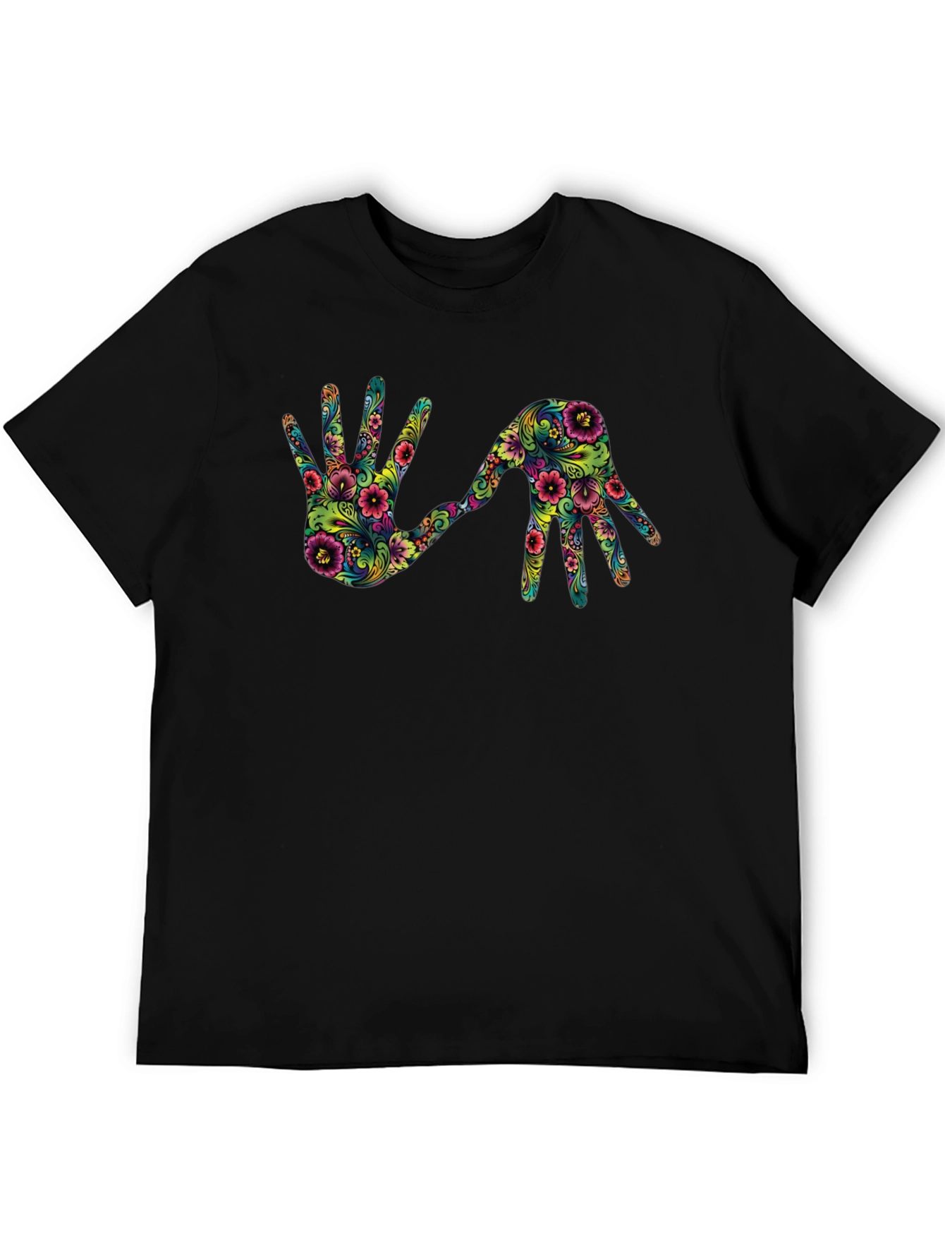 Floral Hands Graphic Tee - Black