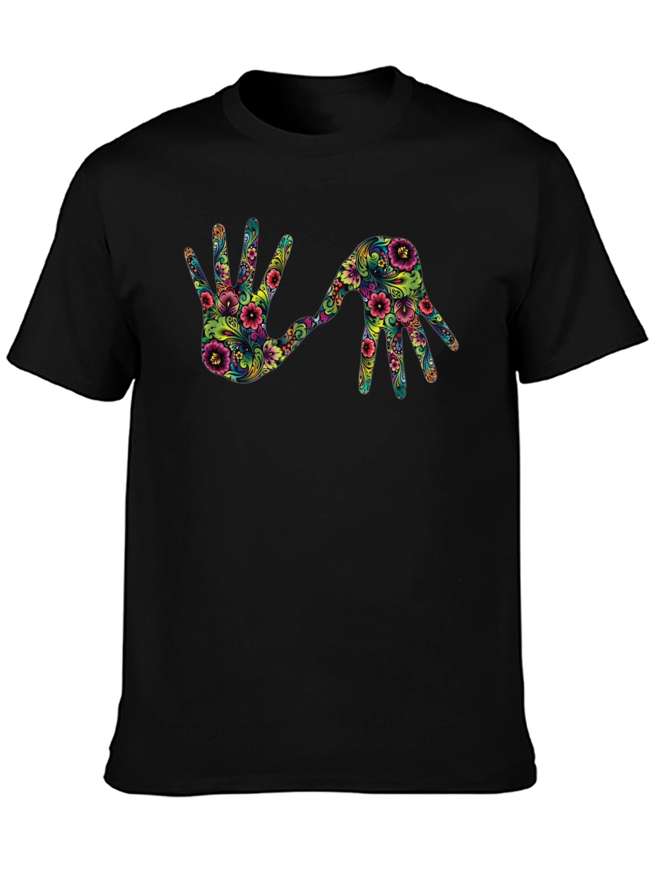 Floral Hands Graphic Tee - Black