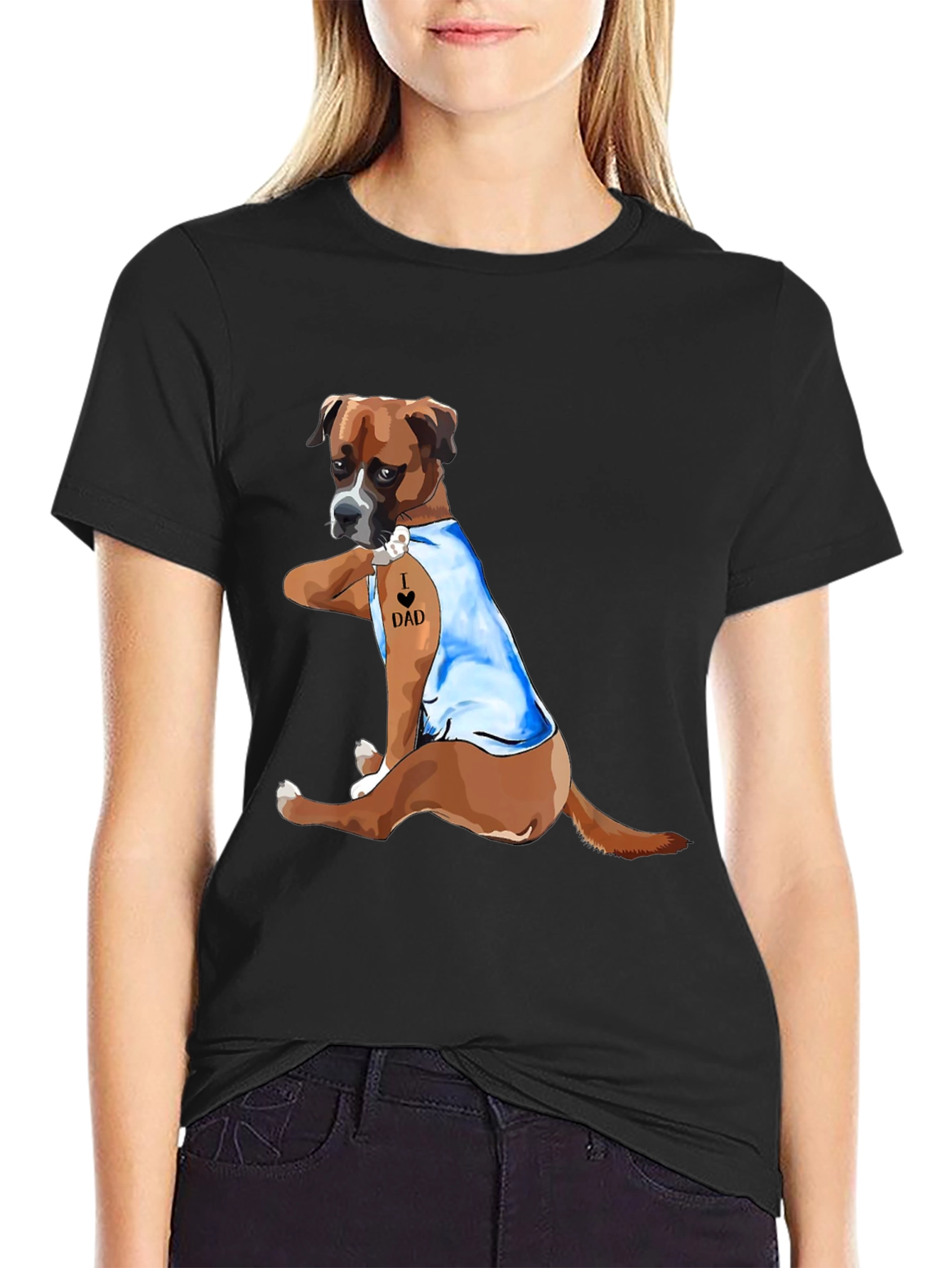 I Love Dad Dog Graphic Tee - Black