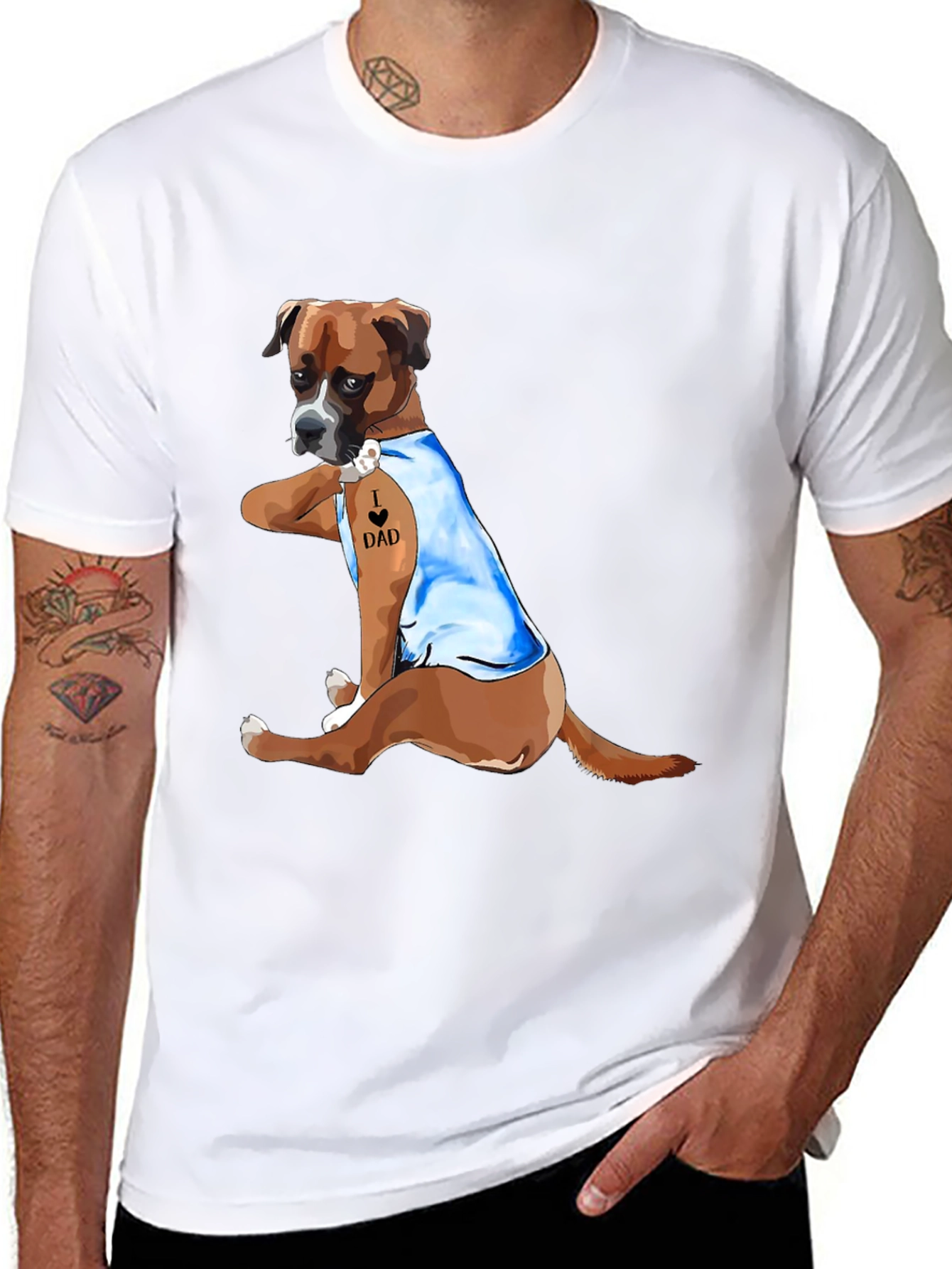 I Love Dad Dog Graphic Tee - Black
