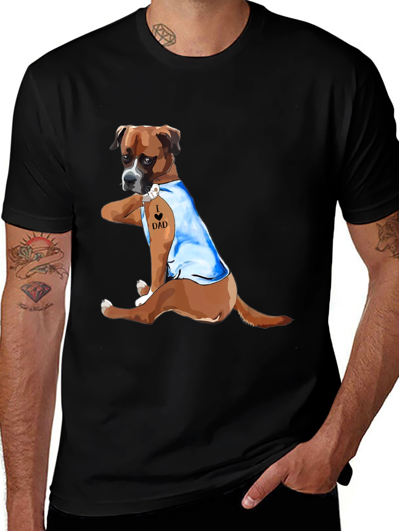 I Love Dad Dog Graphic Tee - Black