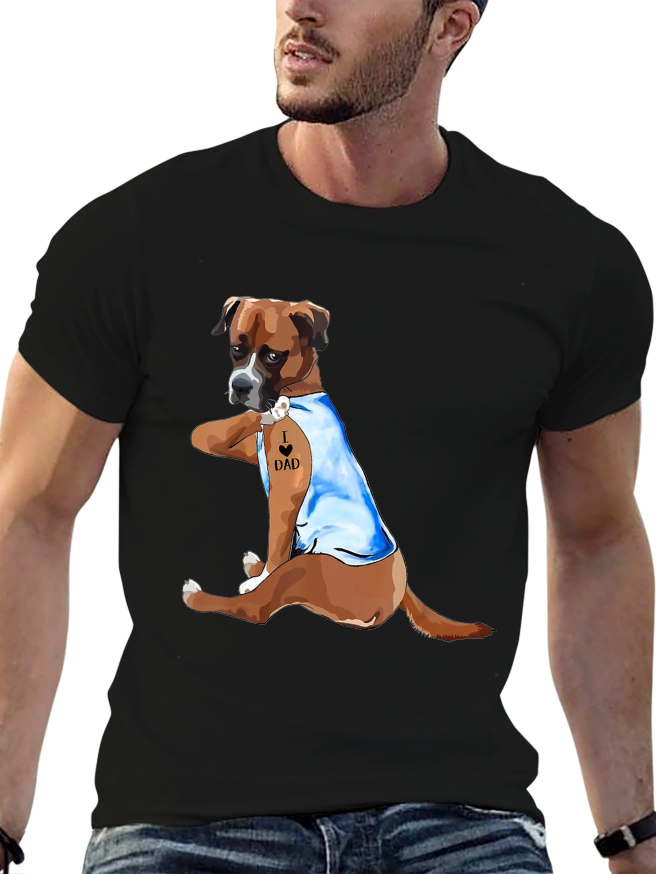 I Love Dad Dog Graphic Tee - Black