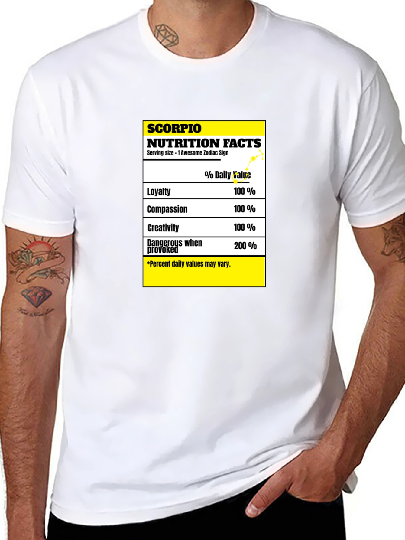 Scorpio Zodiac Nutrition Facts Black T-Shirt