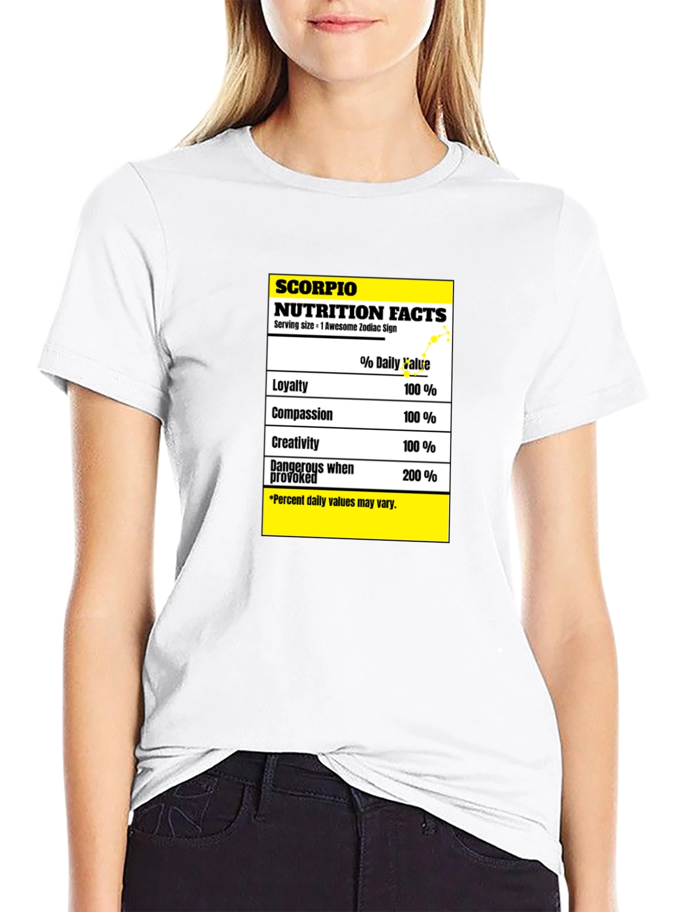 Scorpio Zodiac Nutrition Facts Black T-Shirt