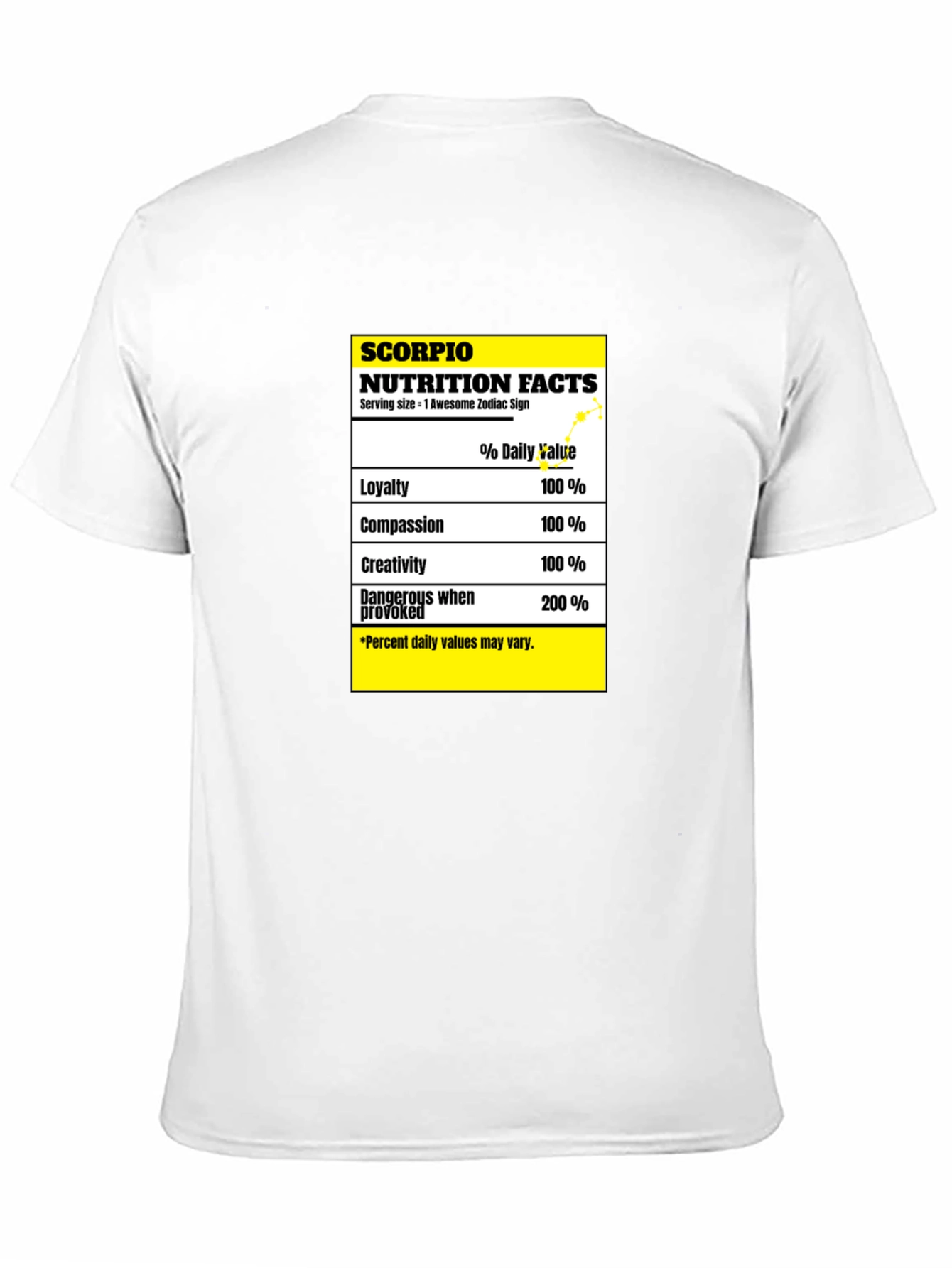 Scorpio Zodiac Nutrition Facts Black T-Shirt