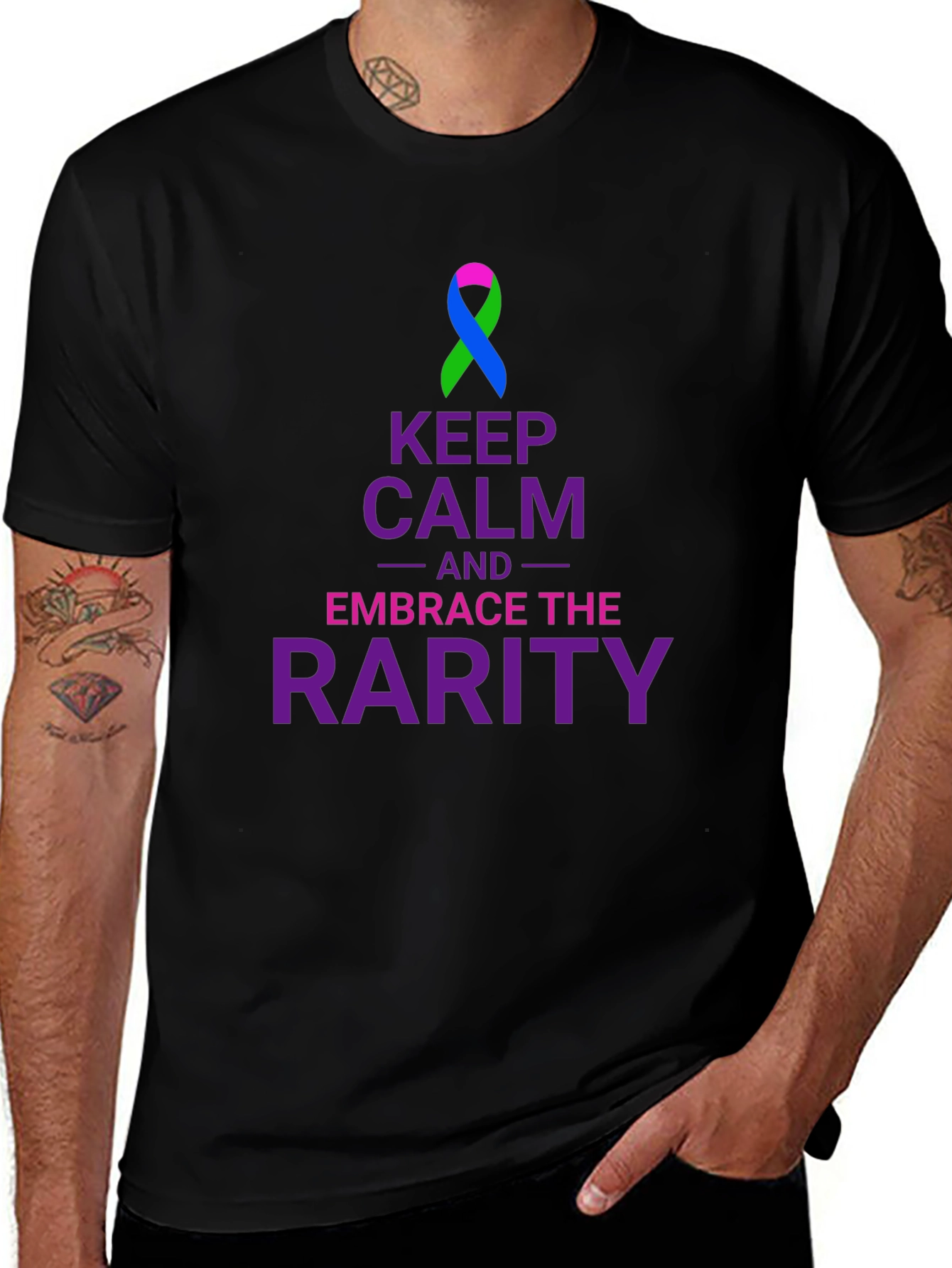 Keep Calm Embrace Rarity T-Shirt Awareness Ribbon