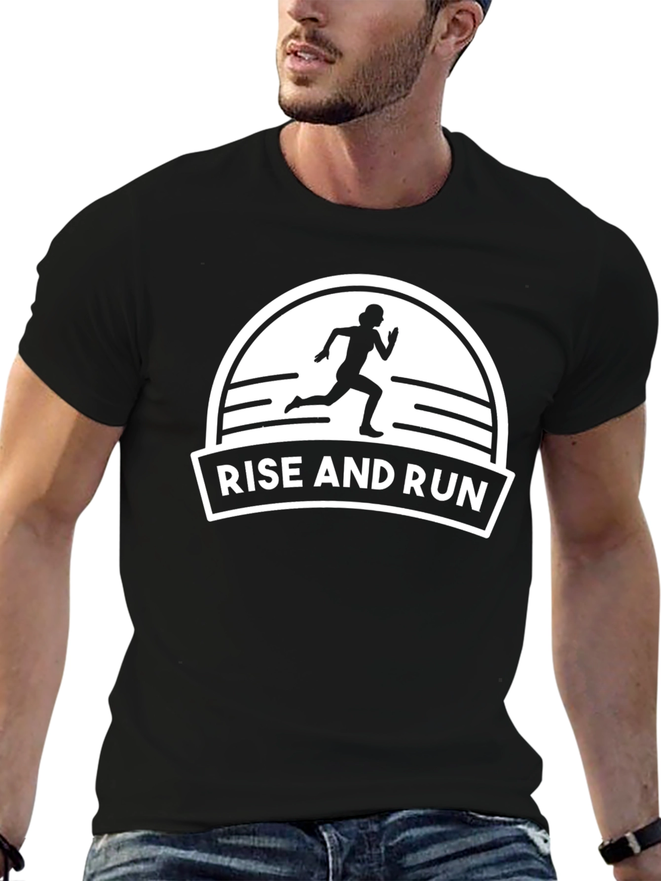Rise and Run Black Graphic Tee