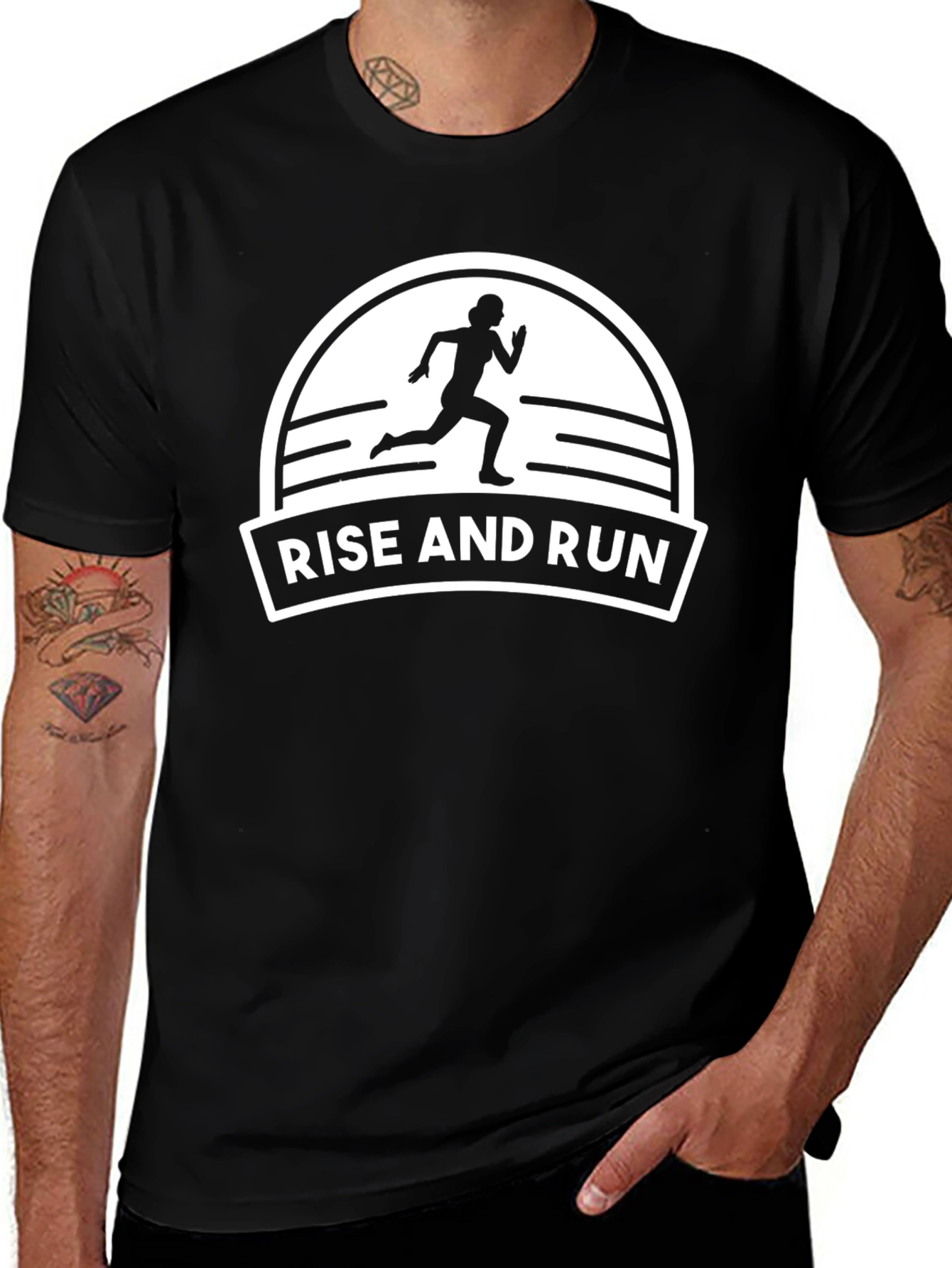 Rise and Run Black Graphic Tee