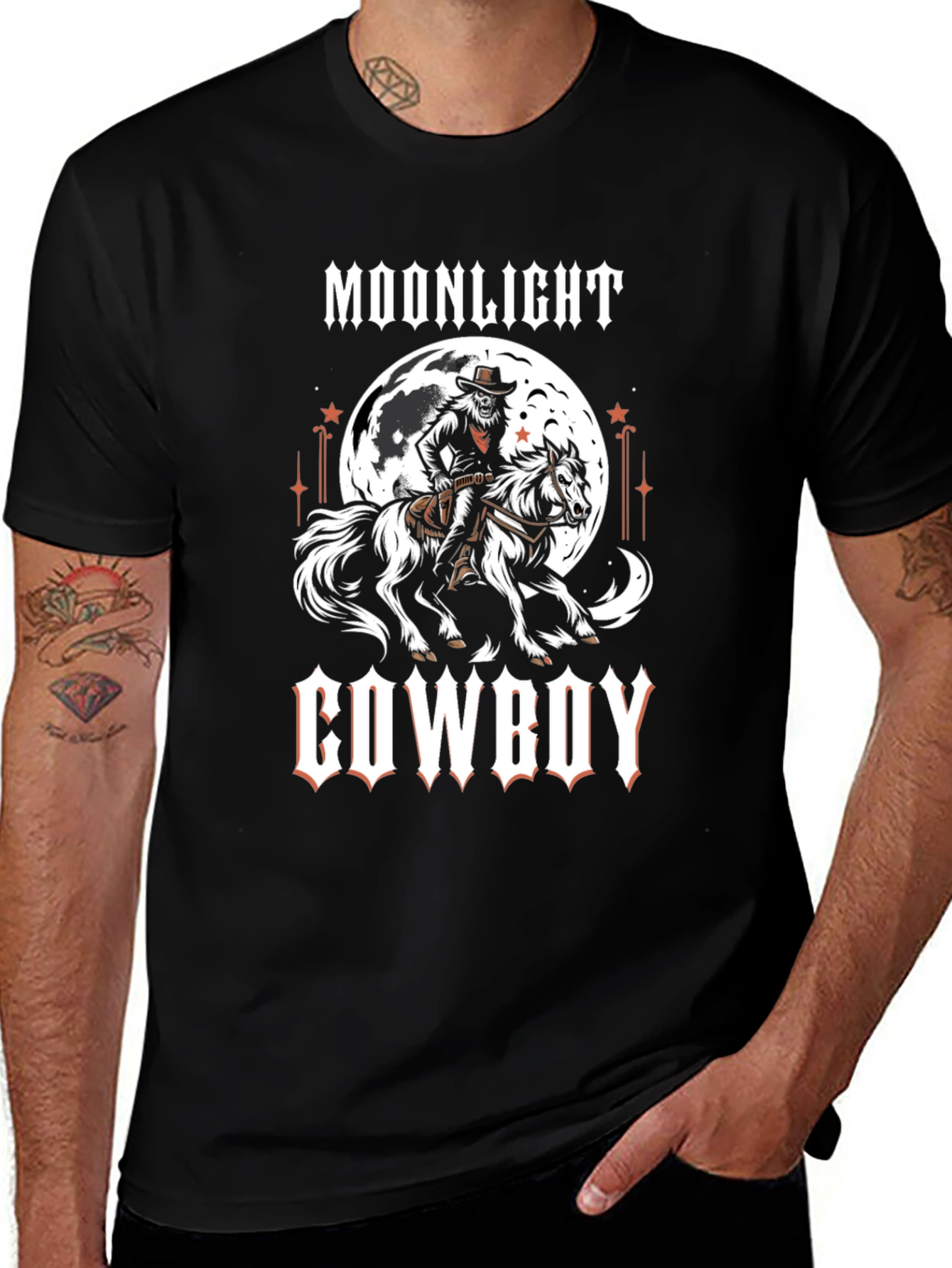 Moonlight Cowboy Graphic Print T-Shirt