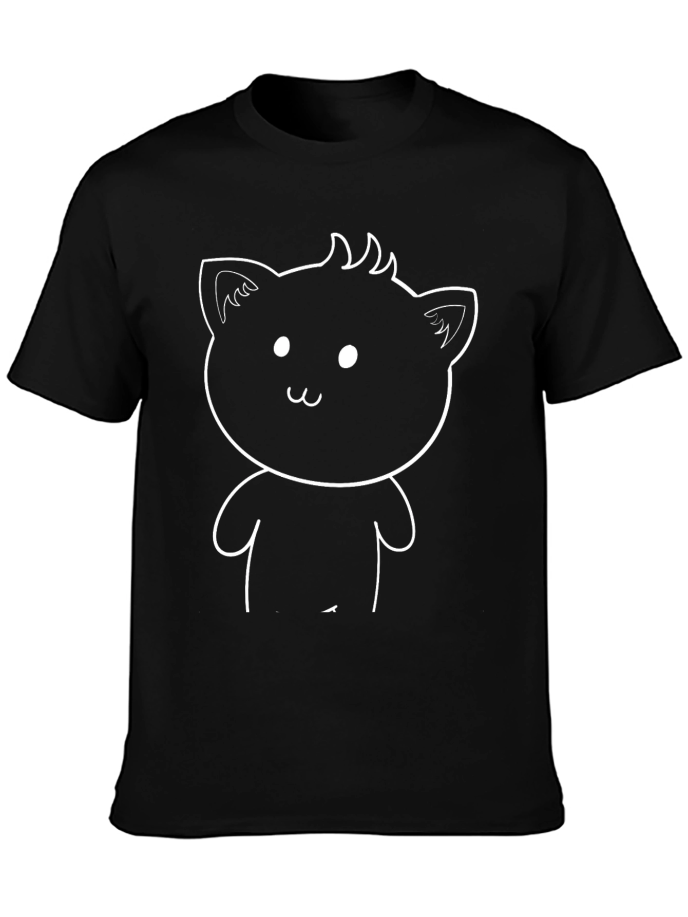 Cute Cat Graphic Tee - Black
