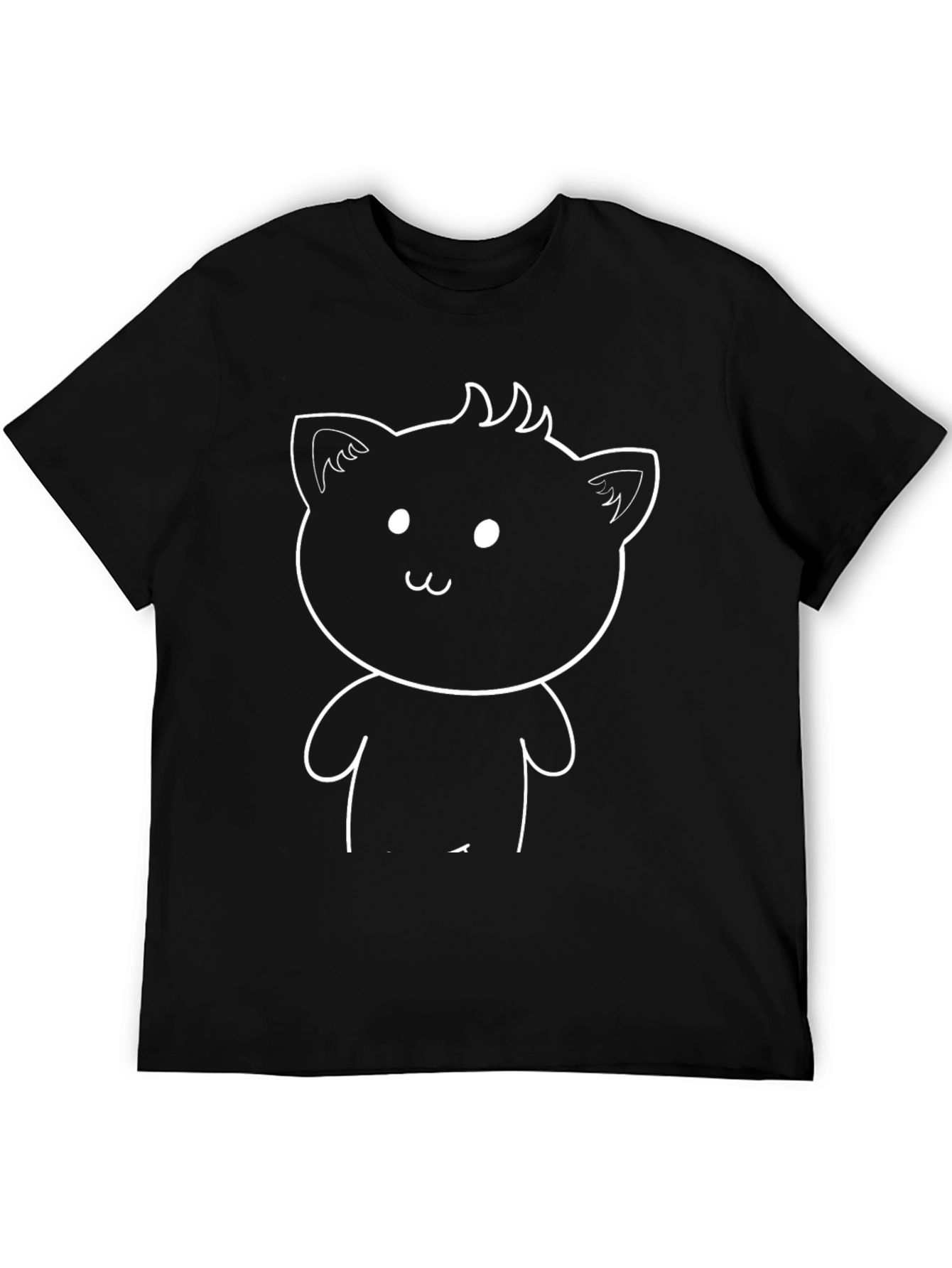 Cute Cat Graphic Tee - Black