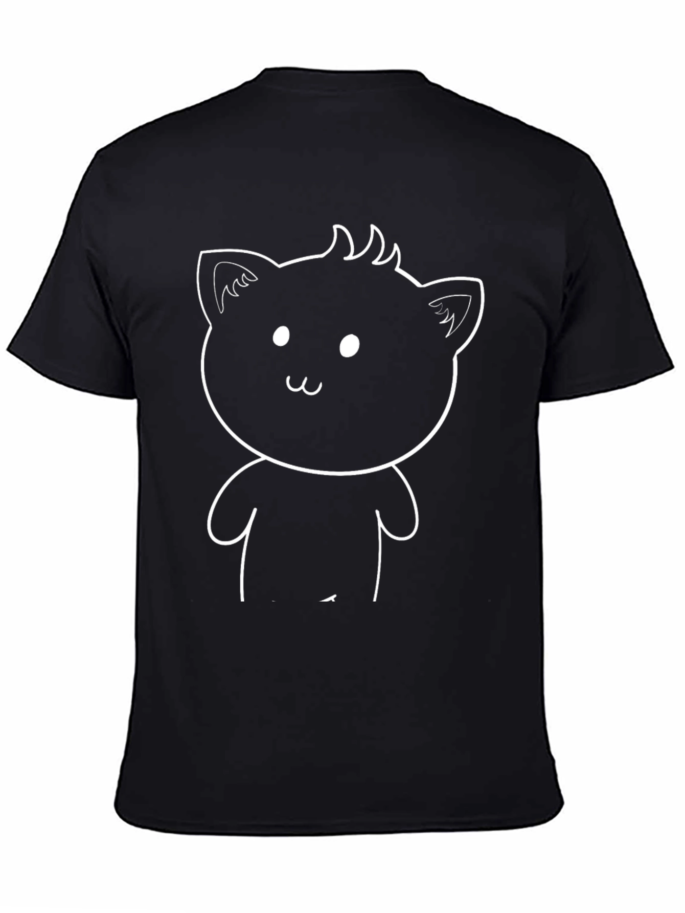 Cute Cat Graphic Tee - Black