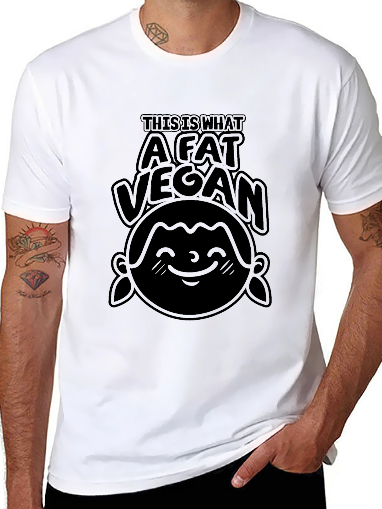 Fat Vegan Graphic T-Shirt - Unisex Crew Neck Tee